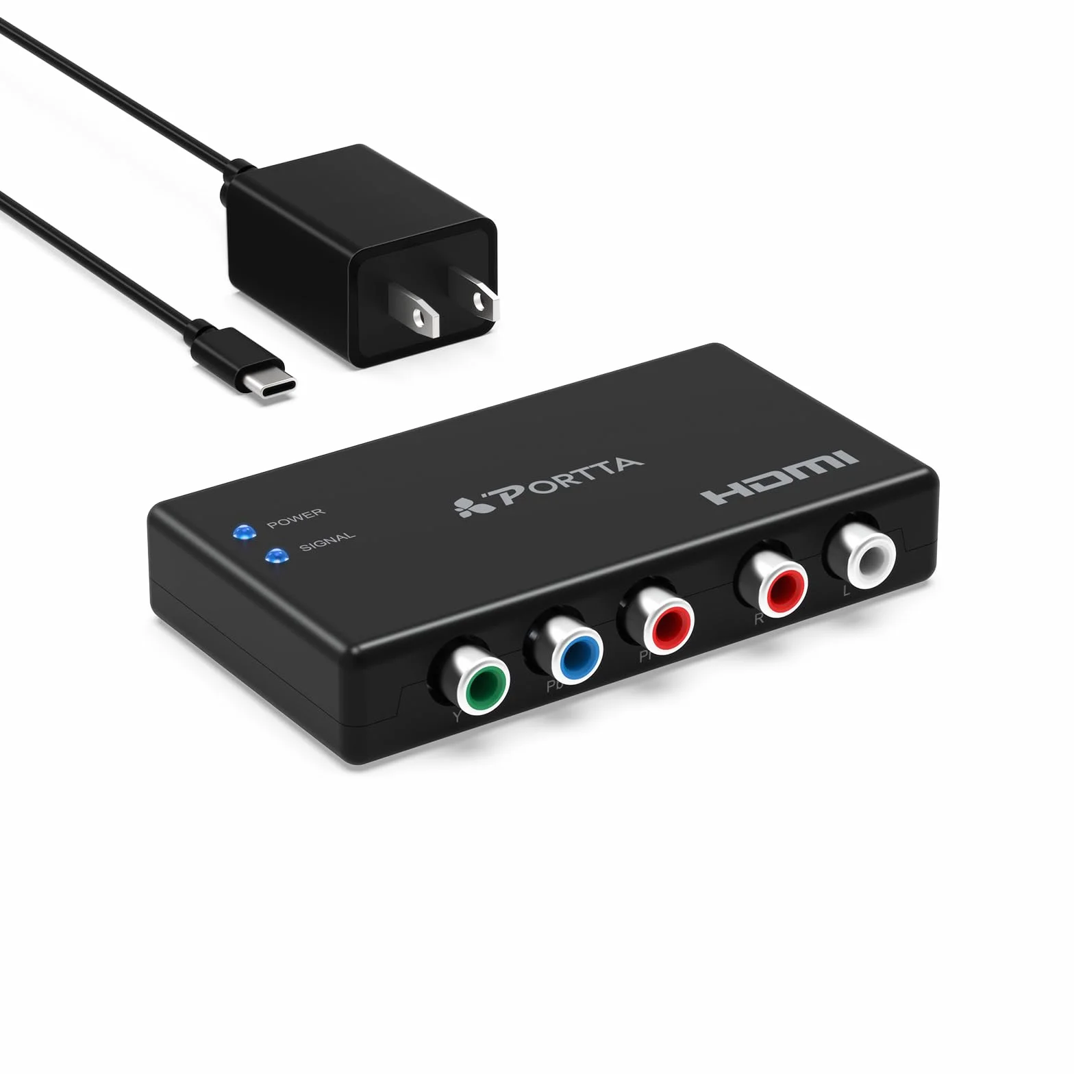 PORTTA Convertitore da Componente a HDMI, Adattatore Video RGB/YPbPr/5 RCA a HDMI, 1080p 60Hz, per PS2 PS3 Xbox 360