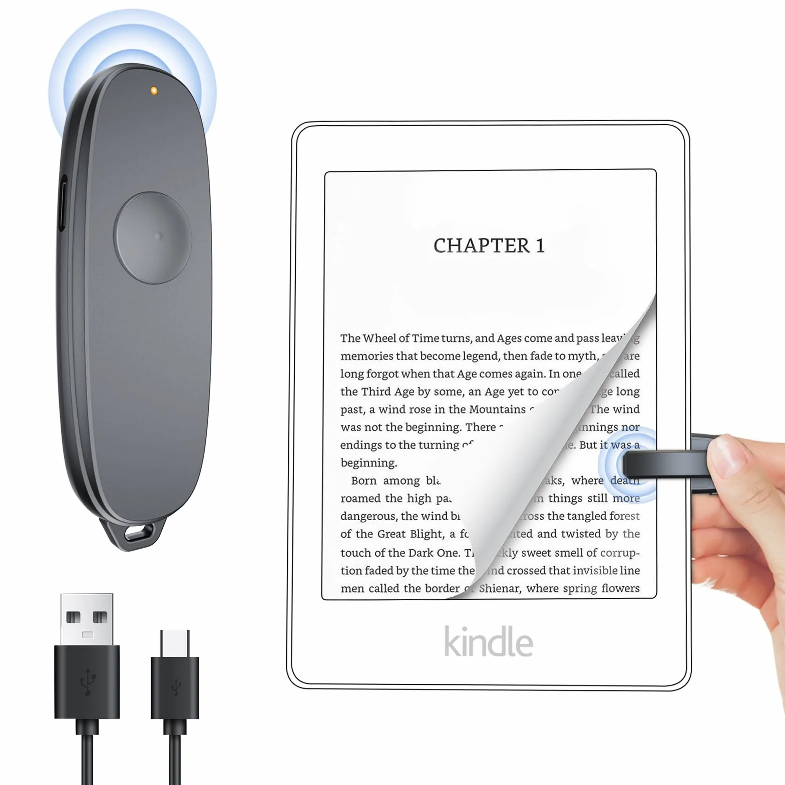 RF Remote Reader Reader Turner di Pagina su Kobo, Kindle, Gira Pagina E-book, per iPad iPhone Android Tablet, Pagina Turner per Lettura Romanzi