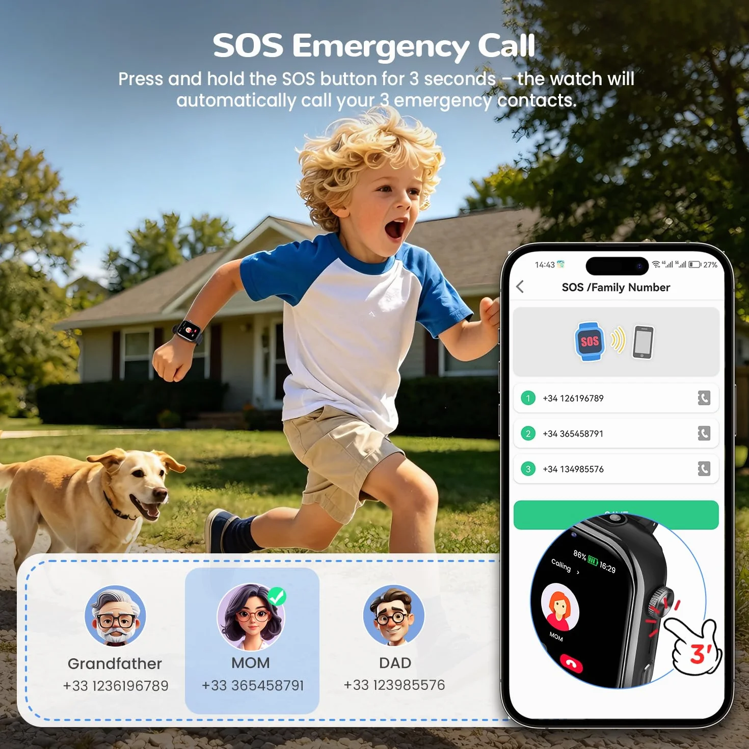 4G Smartwatch Bambini, Orologio GPS Bambini con Chiamate Videochiamate, Chat Vocale, modalità Scuola, Doppia Fotocamera, Sveglia, Contapassi, IP68 Calcolatrice Smart Watch per Ragazzi e Ragazze, Nero