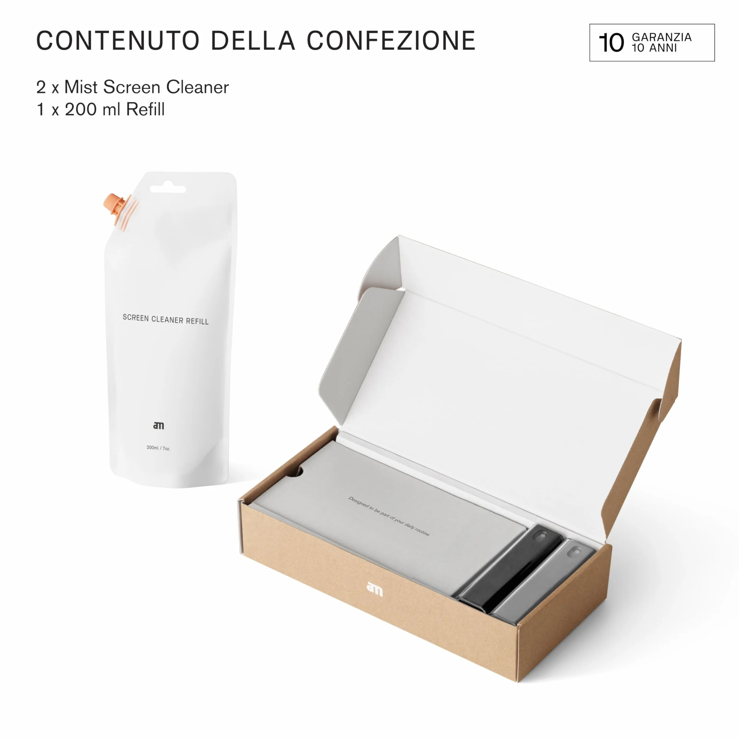 Kit Pulizia Schermo 200ml Panni Microfibra 2 Pack Smartphone Tablet Laptop Monitor PC Smart TV Display Auto Nero Grigio
