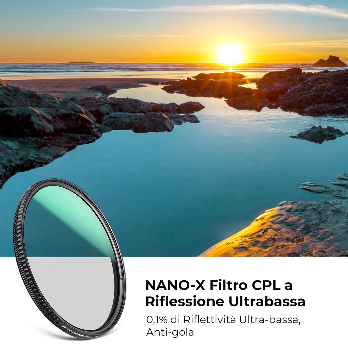 K&F CONCEPT Nano-Xcel Filtro Polarizzatore Circolare a Riflettività Ultra Bassa, Filtro CPL in Vetro Ottico con 28 Strati Rivestimento Nano per Obiettivi