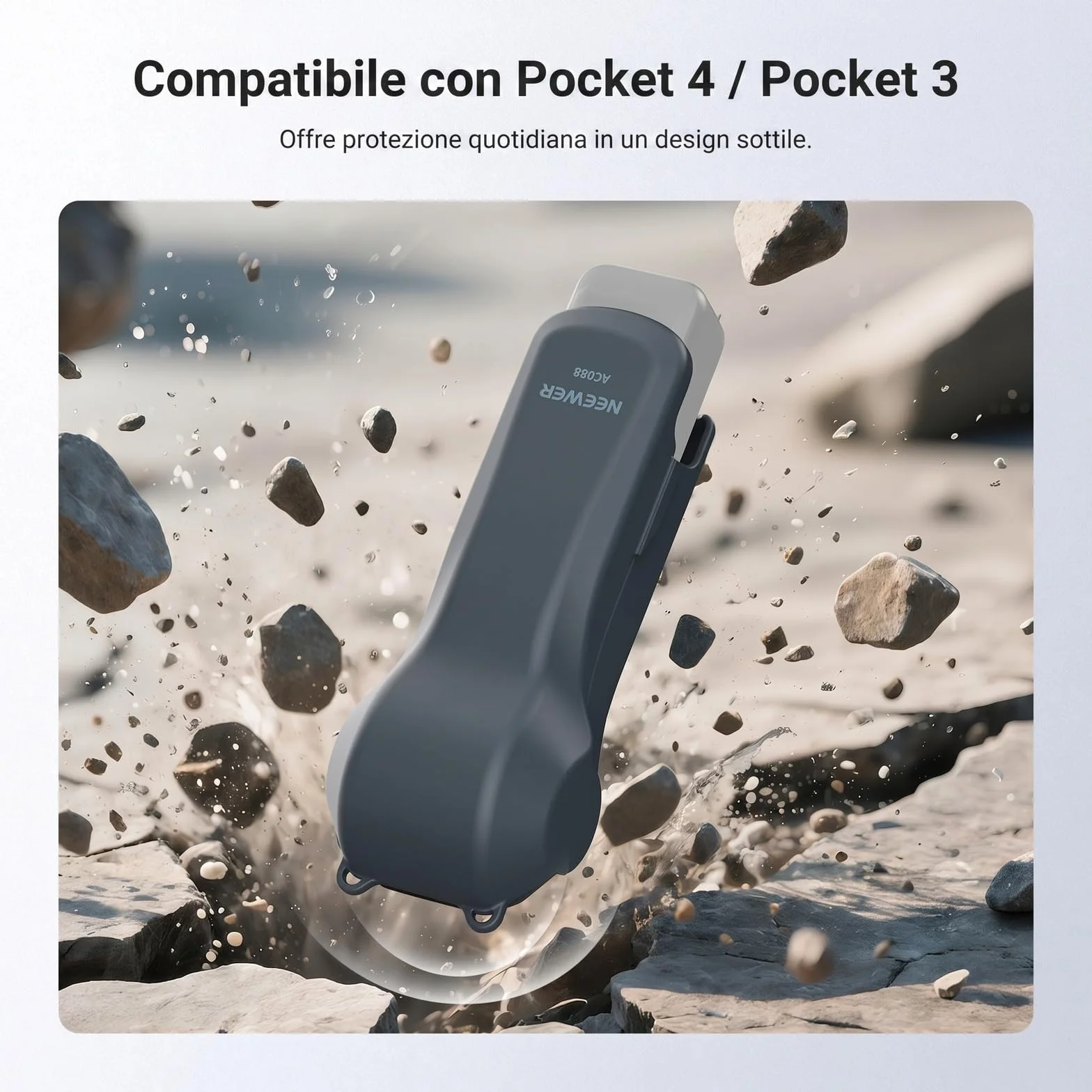 NEEWER Custodia Protettiva Compatibile con Pocket 4/3 & Xtra Muse, Cover da Viaggio con Scomparti per Filtri e Cinturino da Polso Creator Combo Accessori Action Cam, AC088 (Grigio Scuro)