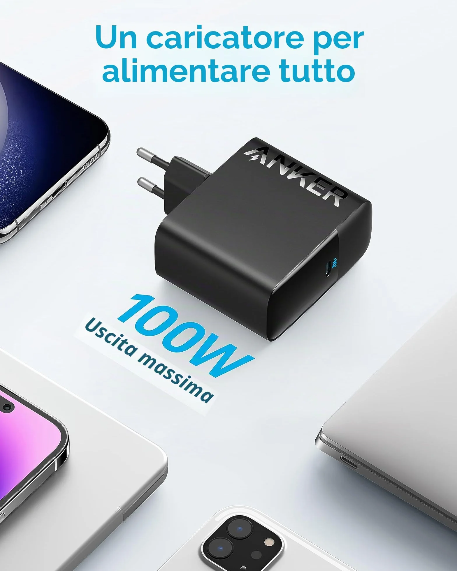 Anker Caricatore USB C 100W PIQ 3.0 per MacBook Pro iPad Pro iPhone Samsung Galaxy Cavo 1,5 m