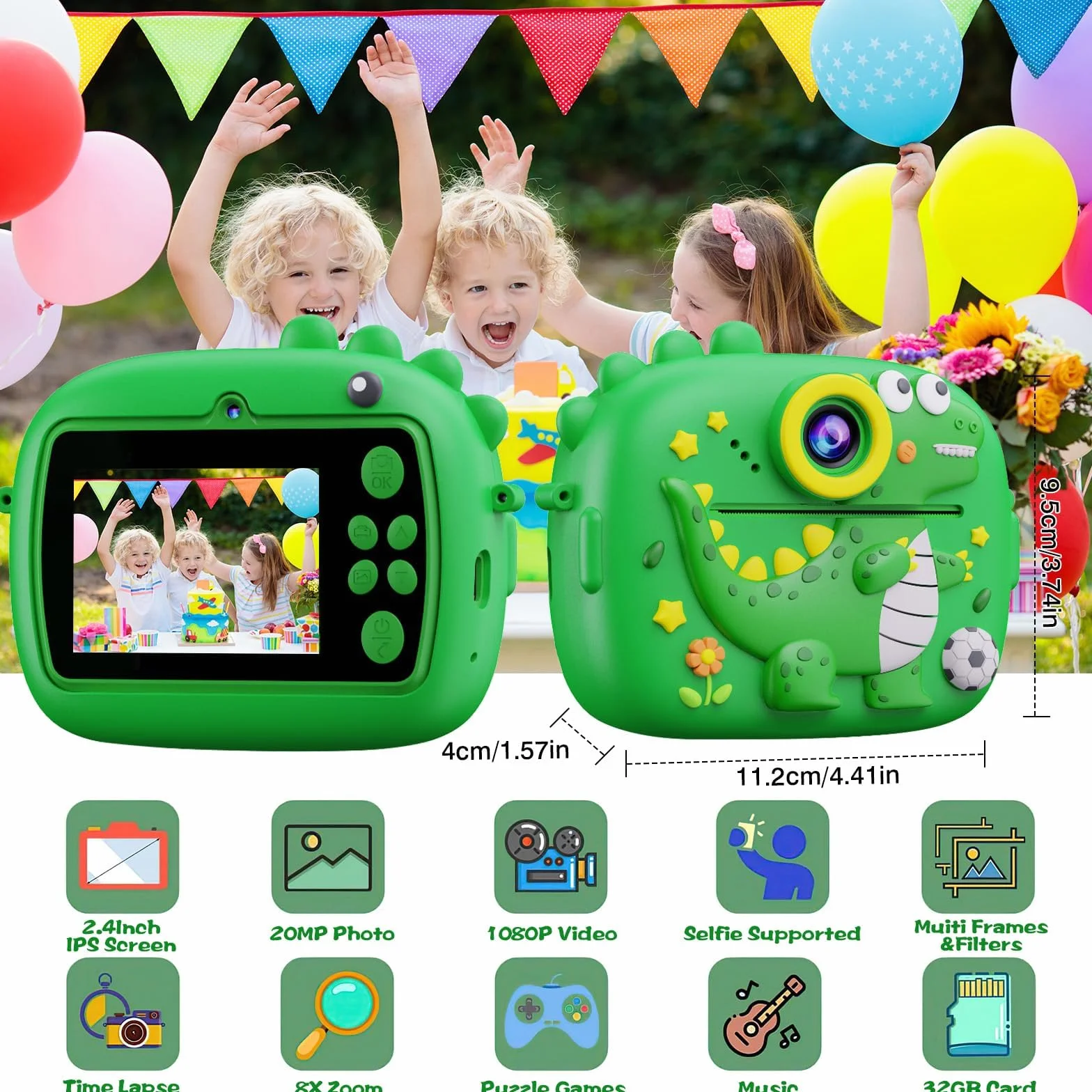 Macchina Fotografica Bambini,2,4 Pollici Macchina Fotografica Istantanea,Macchina Fotografica Bambini Istantanea,con 32GB TF Scheda e Carta Fotografica,per Bambini dai 3 ai 12 Anni Regalo di Natale