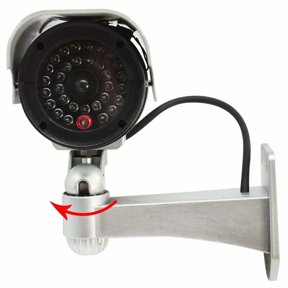 com-four® 2x Telecamera finta per esterno - telecamera fittizia con supporto a parete - telecamera di sicurezza solare con LED per la casa (02 pezzi)