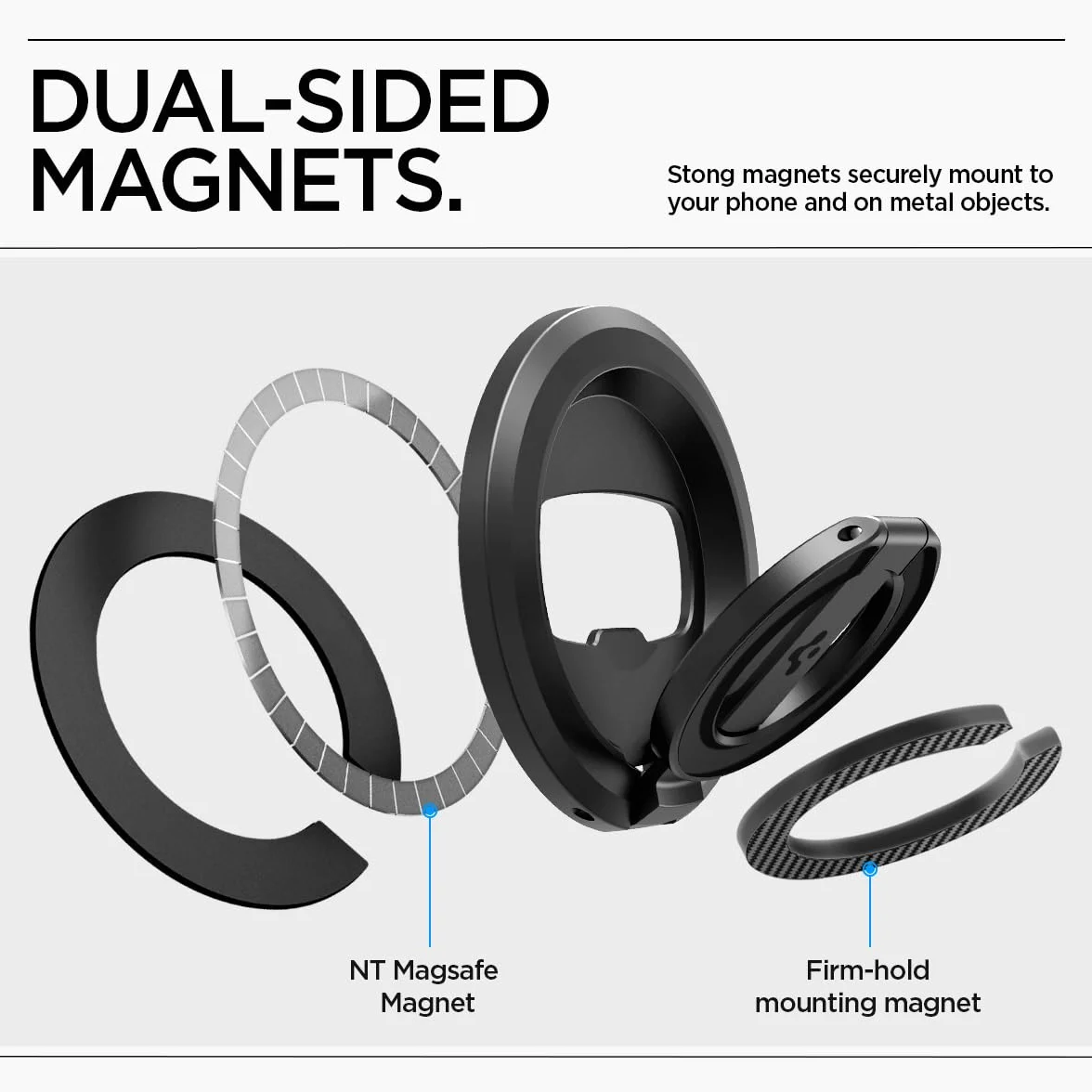 Spigen O-Mag Anello MagSafe [Apribottiglie & Supporto Regolabile] Doppio Magnete Compatibile con Accessori Magnetici, iPhone 17 17e 16 15 14 e Cover MagSafe/Pixelsnap per Samsung S26 S25, Pixel 10 10a