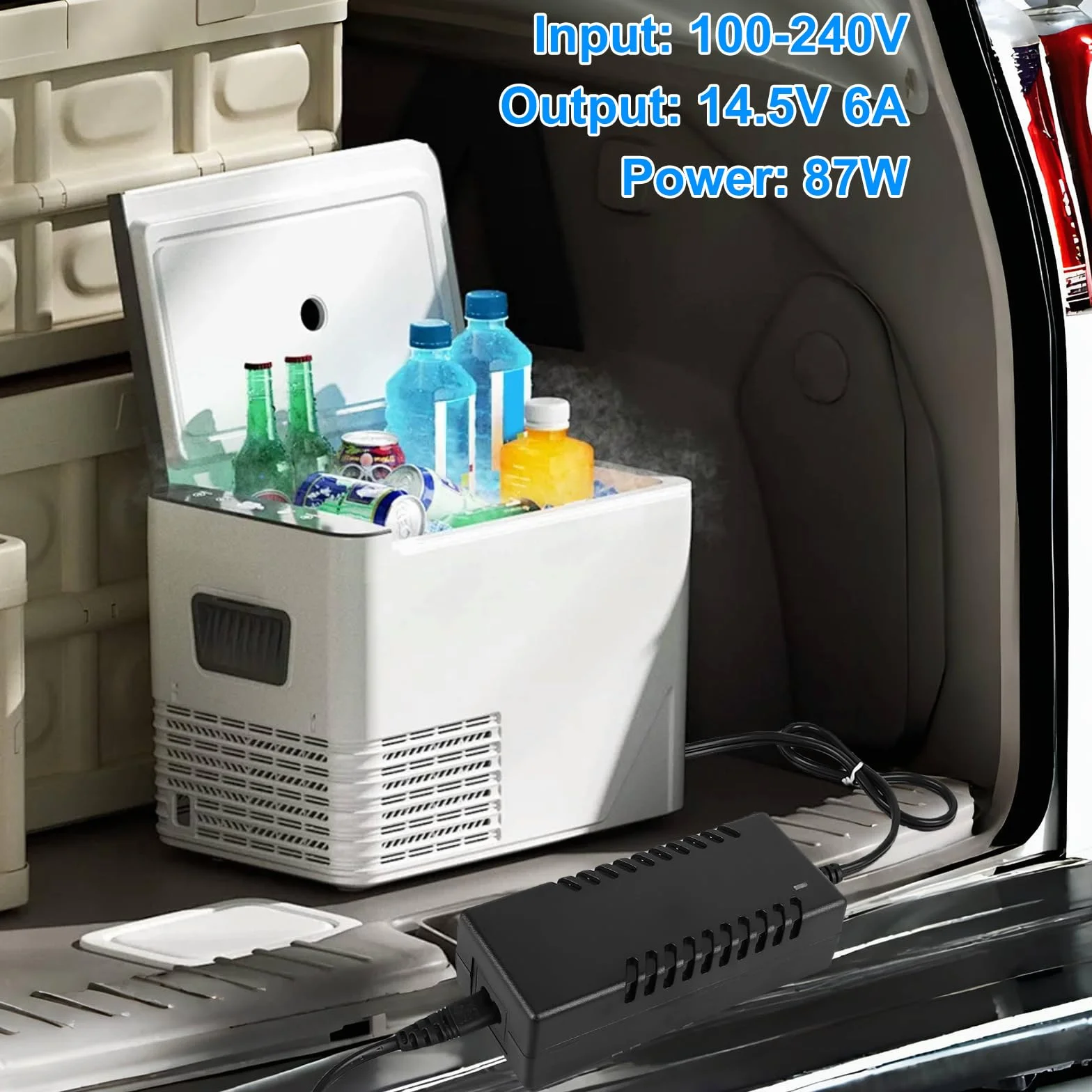 Mini alimentatore di rete, adattatore ac, 14,5 V, 6 A, 87 W, 100 V, 240 V, adattatore AC, DC, cavo di ricarica, adattatore per compressore Dometic, scatola frigo Cfx3