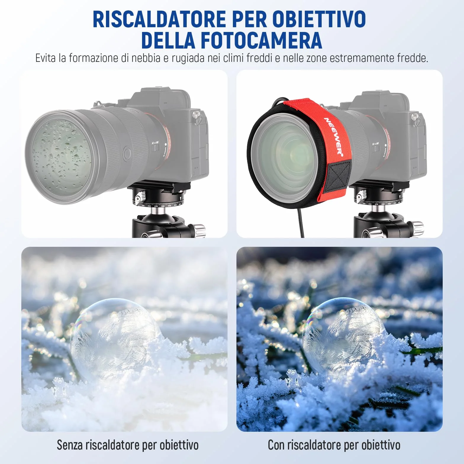 NEEWER Riscaldatore Obiettivo USB da 16"/400mm con 3 Impostazioni Temperatura, Striscia Riscaldante Anticondensa Antinebbia per Fotocamera DSLR Mirrorless Telescopi Binocoli Astrofotografia, HW-17B
