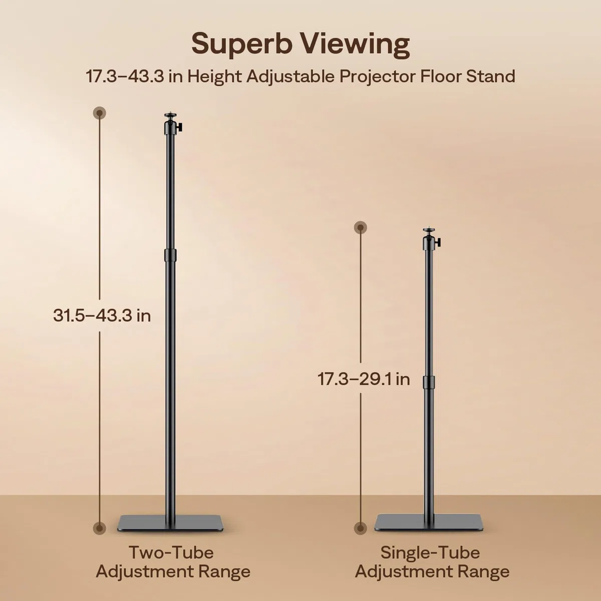 Aurzen Supporto regolabile per proiettori, altezza 43,9-110 cm, compatibile con TMY, HAPPRUN, Yaber, Epson e la maggior parte dei proiettori, vite da 1/4", ideale per proiettori