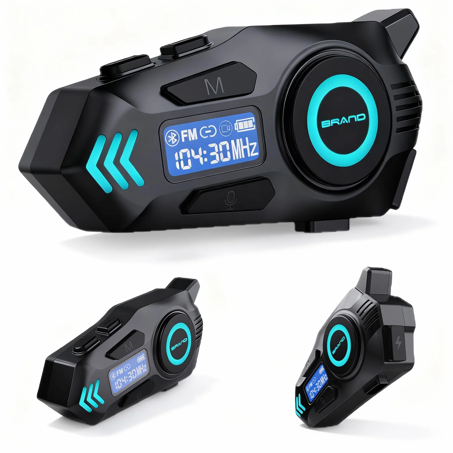 K09 Interfono Moto, Kit Vivavoce Moto Bluetooth 5.4, Sistema Comunicazione Duo Interfono Moto 500 m, Auricolare con Display Digitale/IPX8 Impermeabile/HIFI/FM (1 pz)