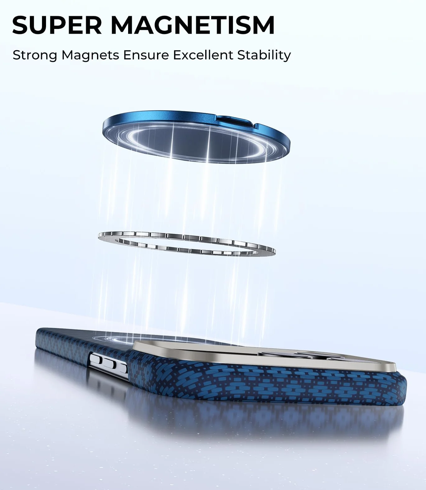 BENKS ArmorPop Anello Magnetico Cellulare per MagSafe - Impugnatura e Supporto Regolabile in Fibra Aramidica, Leggero e Resistente, per iPhone 17/16/15/14 Pro Max e Cover MagSafe