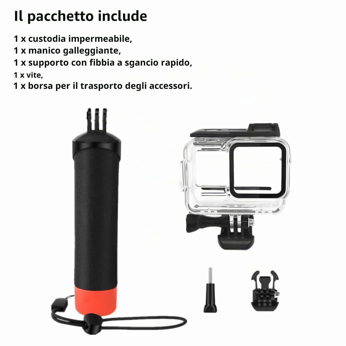 Custodia impermeabile e impugnatura galleggiante compatibile con Insta360 Ace Pro, custodia protettiva subacquea con accessori per staffa