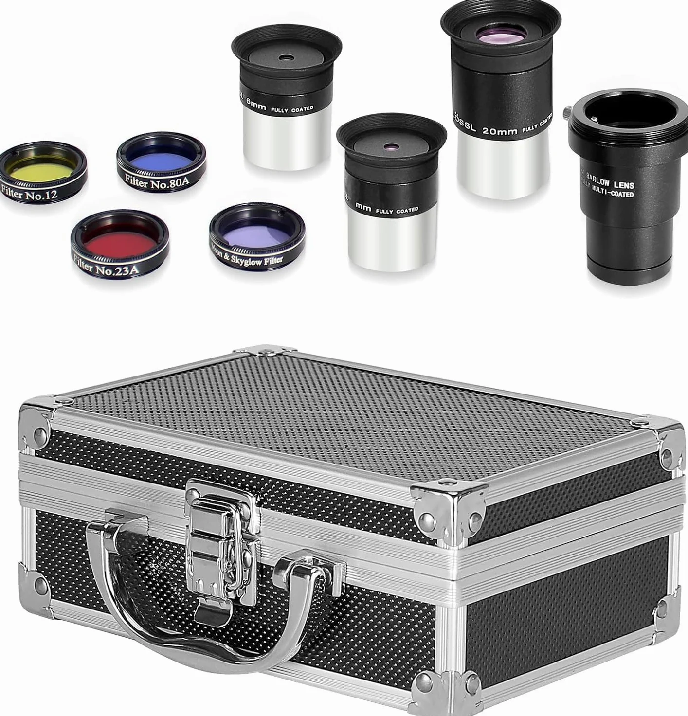 Celticbird Set di accessori per telescopio astronomico – con 3 oculari Plossl, 4 set di filtri, una lente Barlow 2x (S8-1)