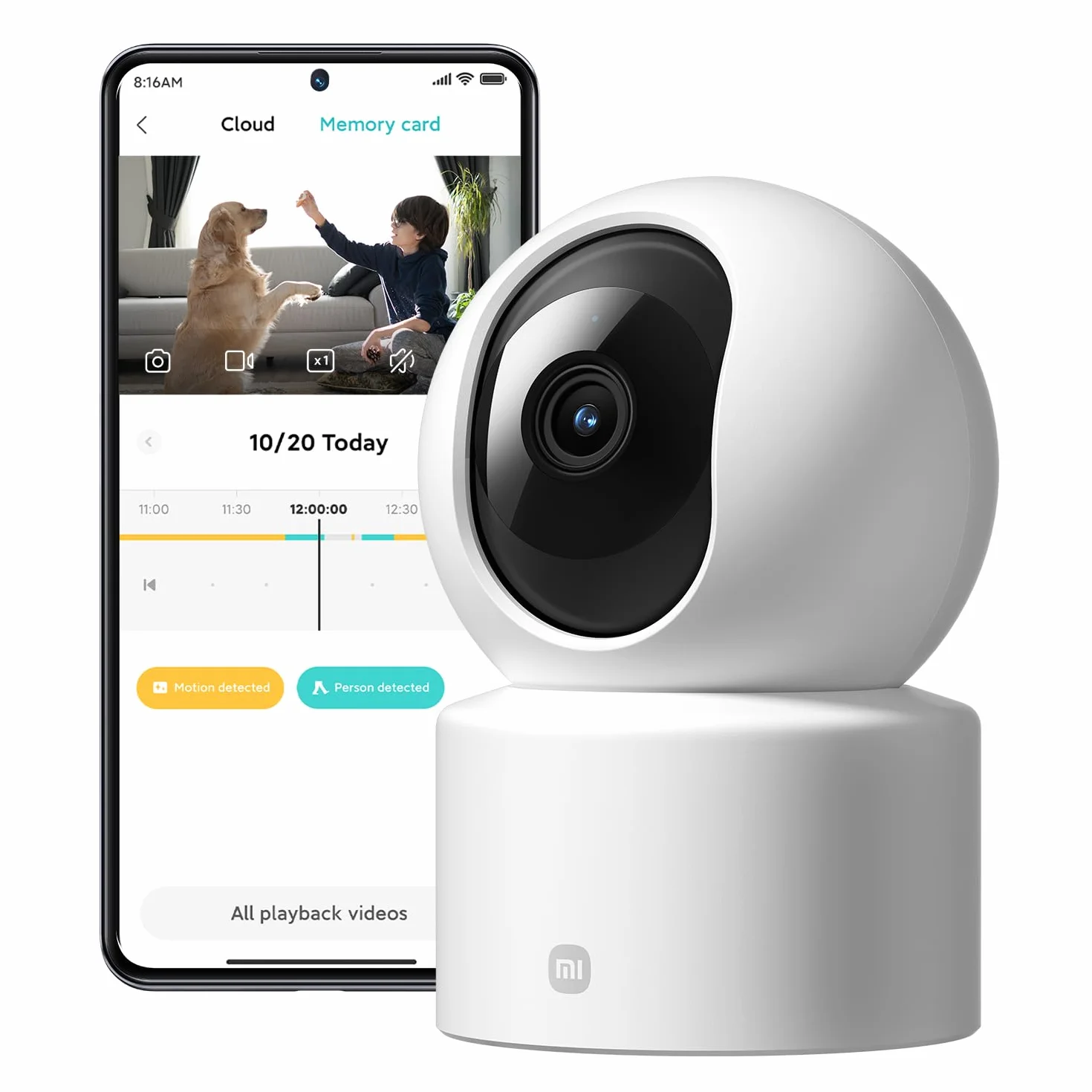 XIAOMI Smart Camera C301 (Videocamera di sorveglianza), risoluzione 2K, protezione privacy, visione notturna a colori, visione completa a 360°, rilvamento delle persone, audio bi-direzionale