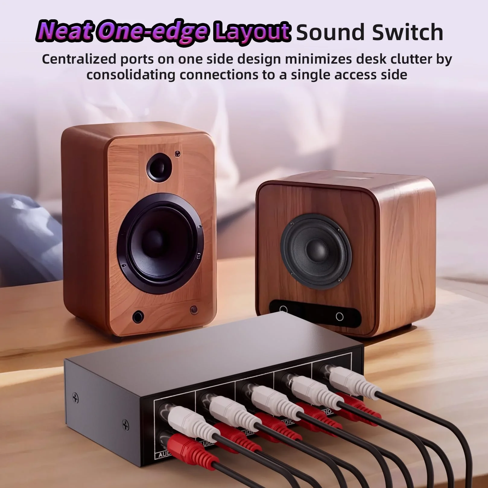 Interruttore audio AUX + RCA L/R da 3,5 mm, 4 in 1 uscita, bidirezionale, selettore audio stereo BolAAzuL 4 x 1 passivo a/b analogico, nessun bisogno di alimentazione