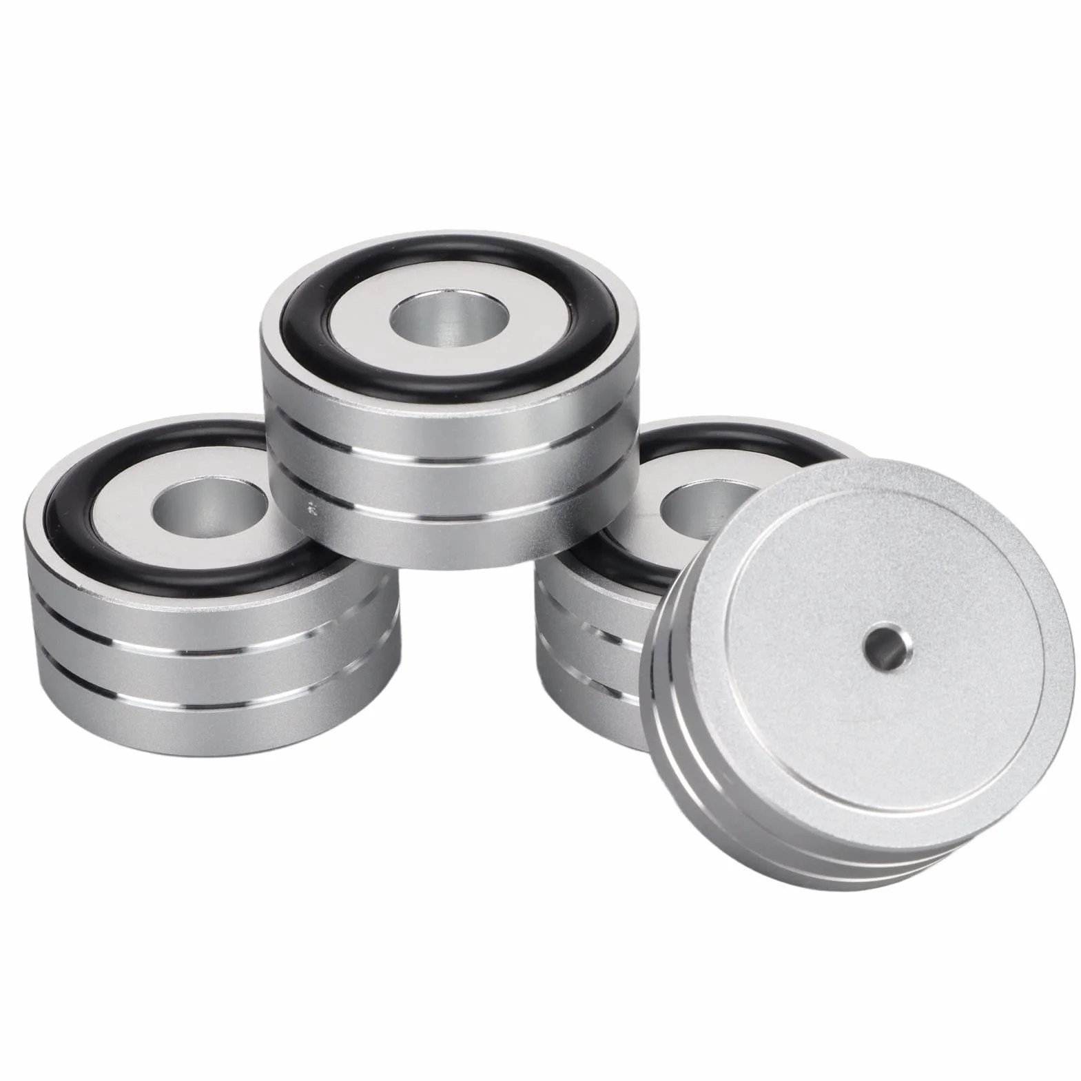 Piedini Isolamento Altoparlanti 4 Pezzi 40x20mm Alluminio Antiscivolo HiFi Argento