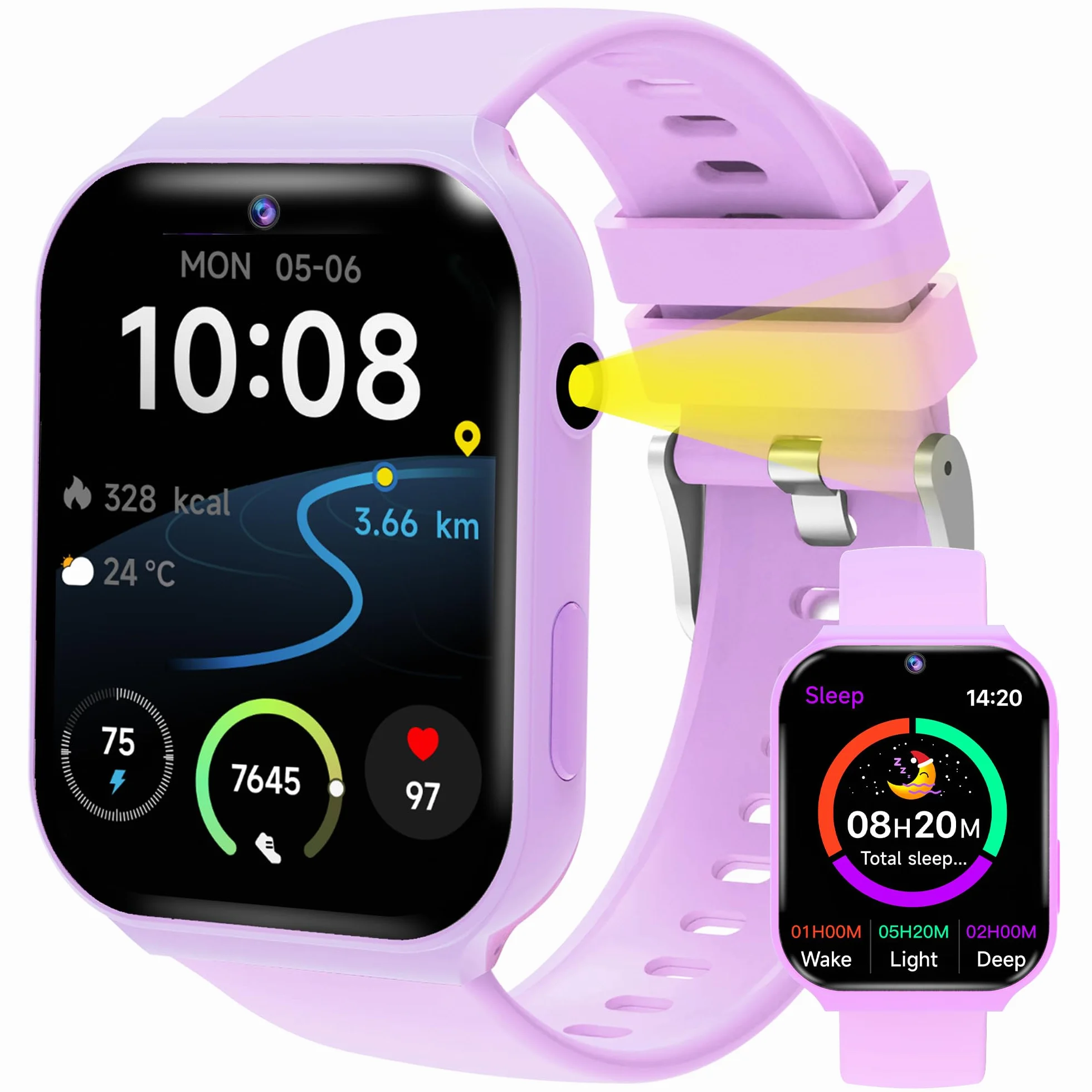 Smartwatch Bambini – 18 Giochi Educativi (Matematica e Logica) con Fotocamera e Monitor del Sonno | Schermo Touch 1,83", Contapassi, Sveglia | Activity Tracker Regalo per Ragazze e Ragazzi