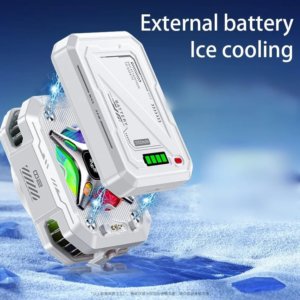 Raffreddamento magnetico per telefono cellulare, ventola di raffreddamento con batteria ricaricabile, display di potenza di raffreddamento veloce (3000 mAh)