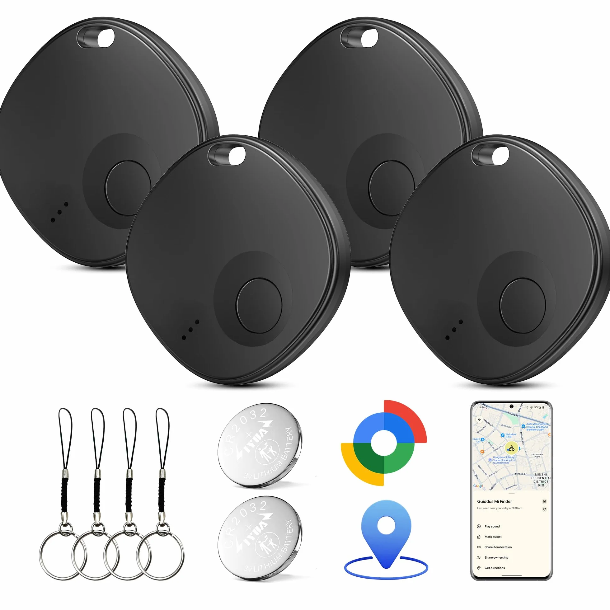 Smart Tag Bluetooth Localizzatore 4 Pezzi Air Tracker Android Compatibile Google Find Hub per Chiavi Bagagli Valigie Portafogli