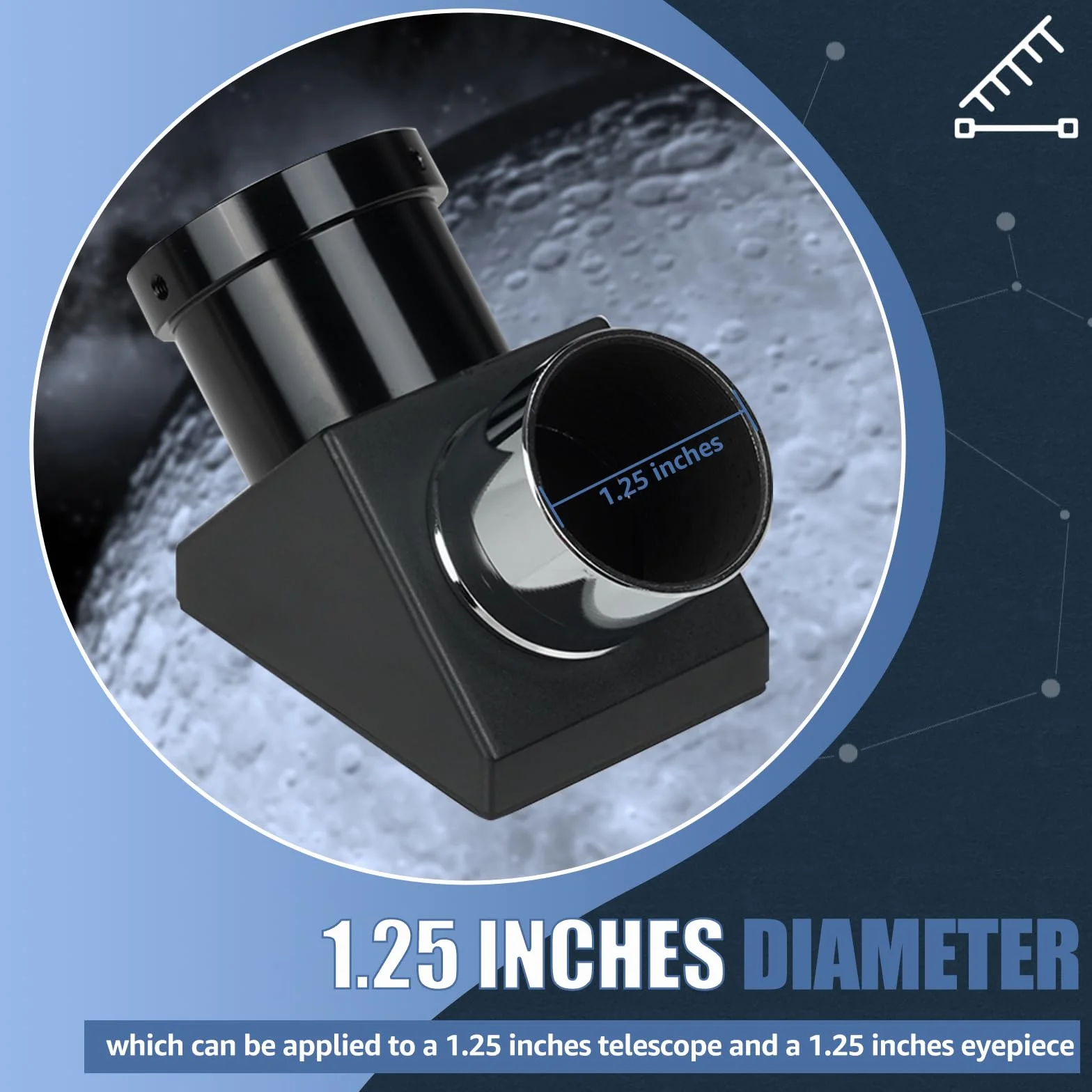 Svbony SV221 Specchio Diagonale, Adattatore Diagonale da 1,25pollici a 90 Gradi con Anello di Pressione in Ottone Accessori per Oculare Telescopio in Alluminio per Osservazioni Astronomiche da Terra