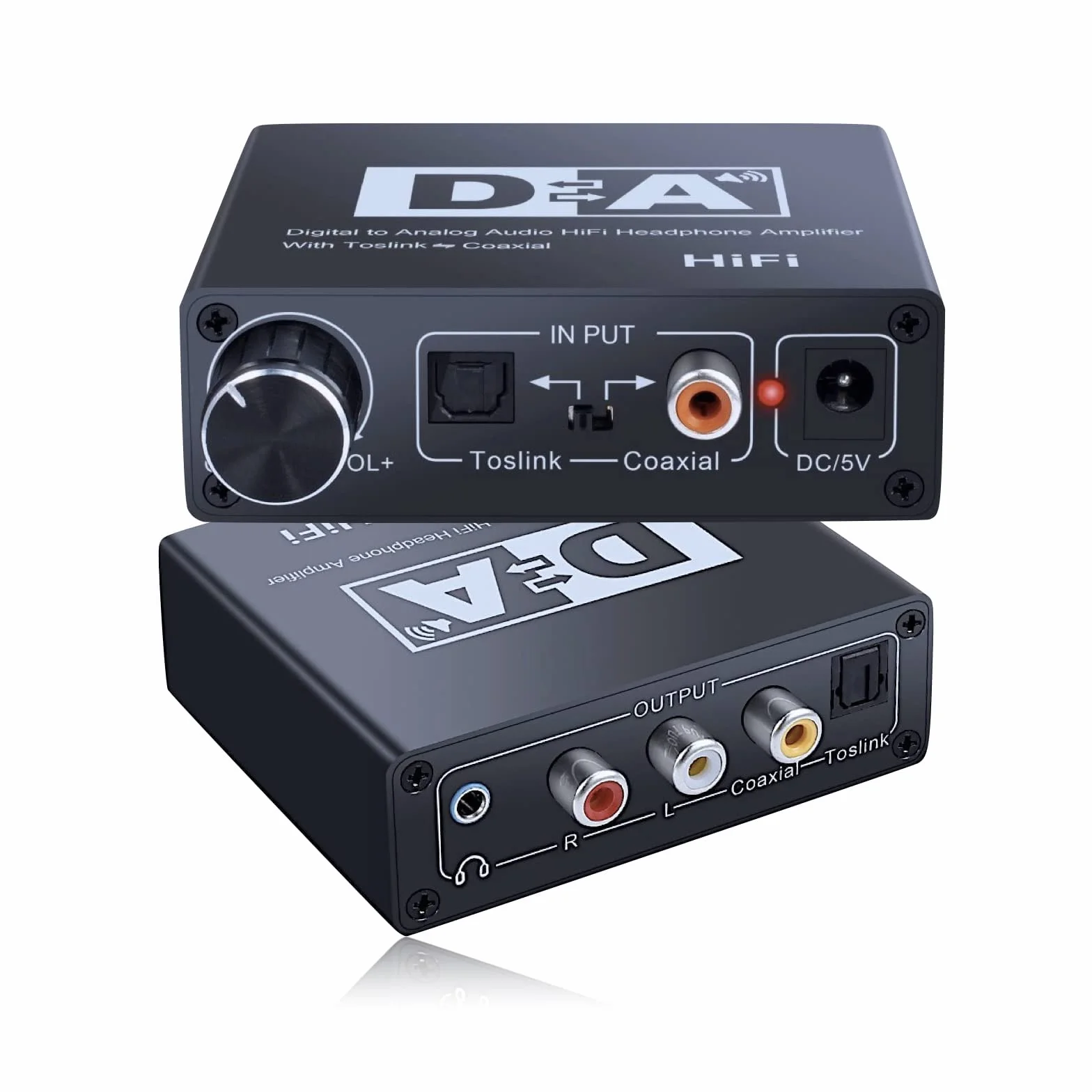 SOUTHSKY Convertitore DAC Amplificatore Hifi per Cuffie Digitale Analogico 2 RCA 3.5 Jack Coassiale Ottico Bidirezionale Controllo Volume