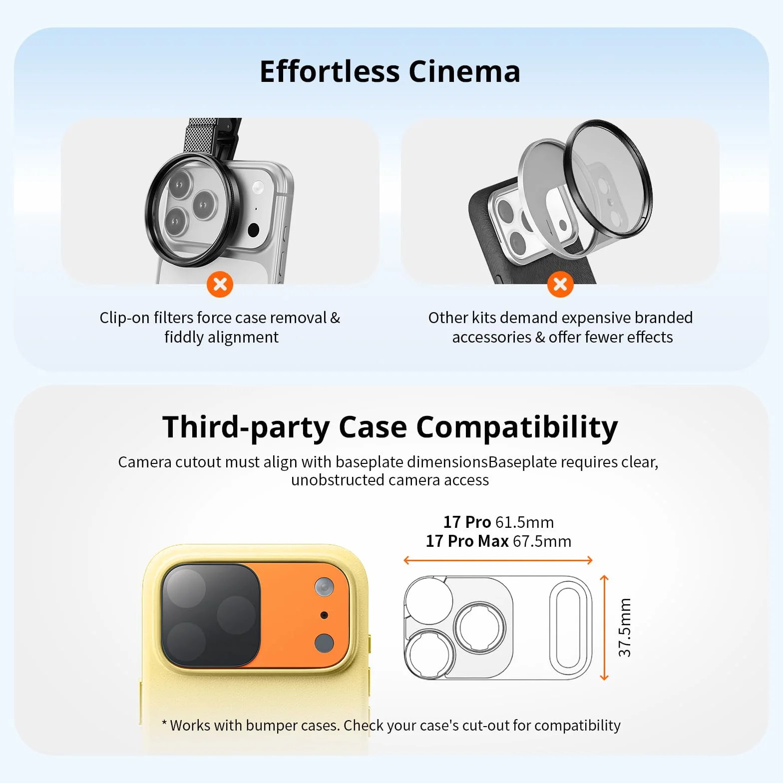 SMALLRIG Kit di Filtri ND e Black Mist per iPhone 17 Pro Max, Filtri Magnetici per Obiettivo con Base di Montaggio, Filtro Diffusore 1/4"/ND2/ND4/ND8/ND16/ND32, Confezione da 6, Arancione - 6075