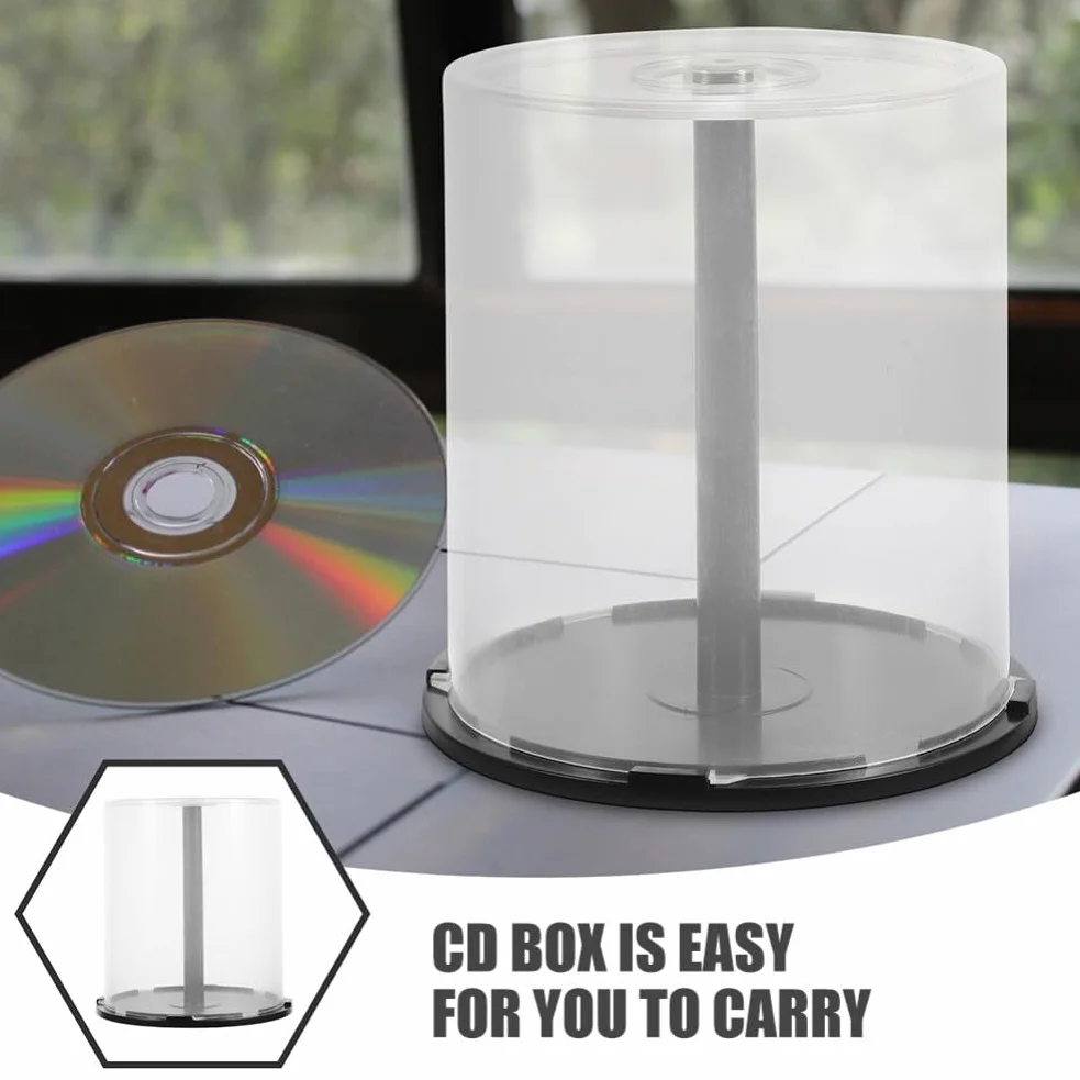 PRETYZOOM Scatola Per Torta Vuota Per Cd/Dvd Da 4 Pezzi Con Mandrino Scatola Di Immagazzinaggio Porta CD In Plastica Trasparente Secchio Per Riporre I Dvd Capacità Di 100 Per CD Dvd