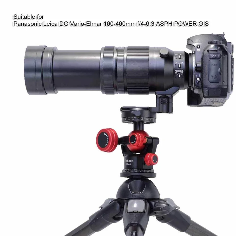 iShoot Supporto per treppiedi in metallo con attacco per treppiede, compatibile con Panasonic Leica DG Vario-Elmar 100-400 mm f/4-6.3 ASPH Power OIS, supporto per obiettivo con piastra QR Arca Fit