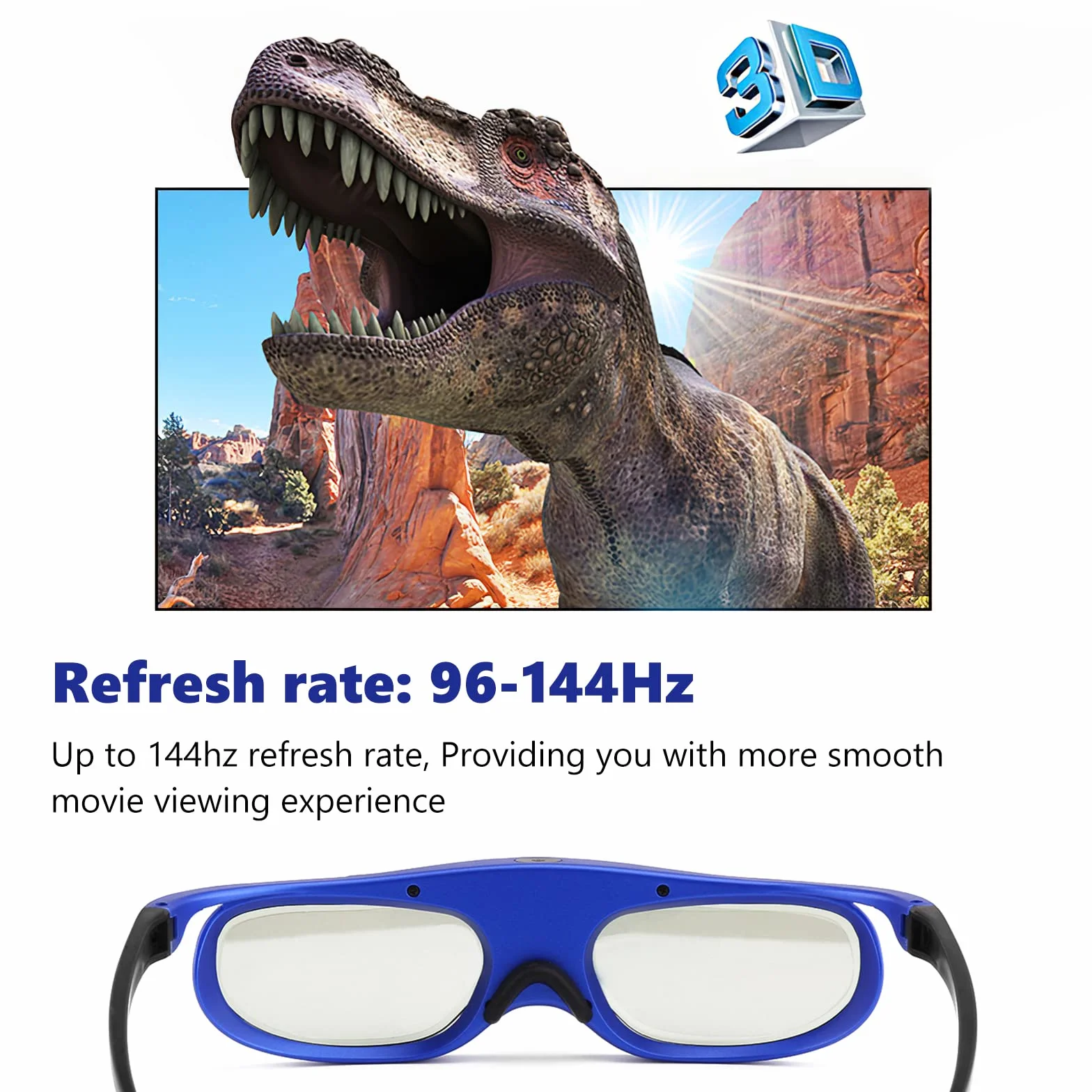 Occhiali 3D, Universal DLP Active Shutter Occhiali 3D 96-144Hz per Optoma BenQ Acer Viewsonic XGIMI Proiettore 3DTV, Batteria 3.7V 80mAH