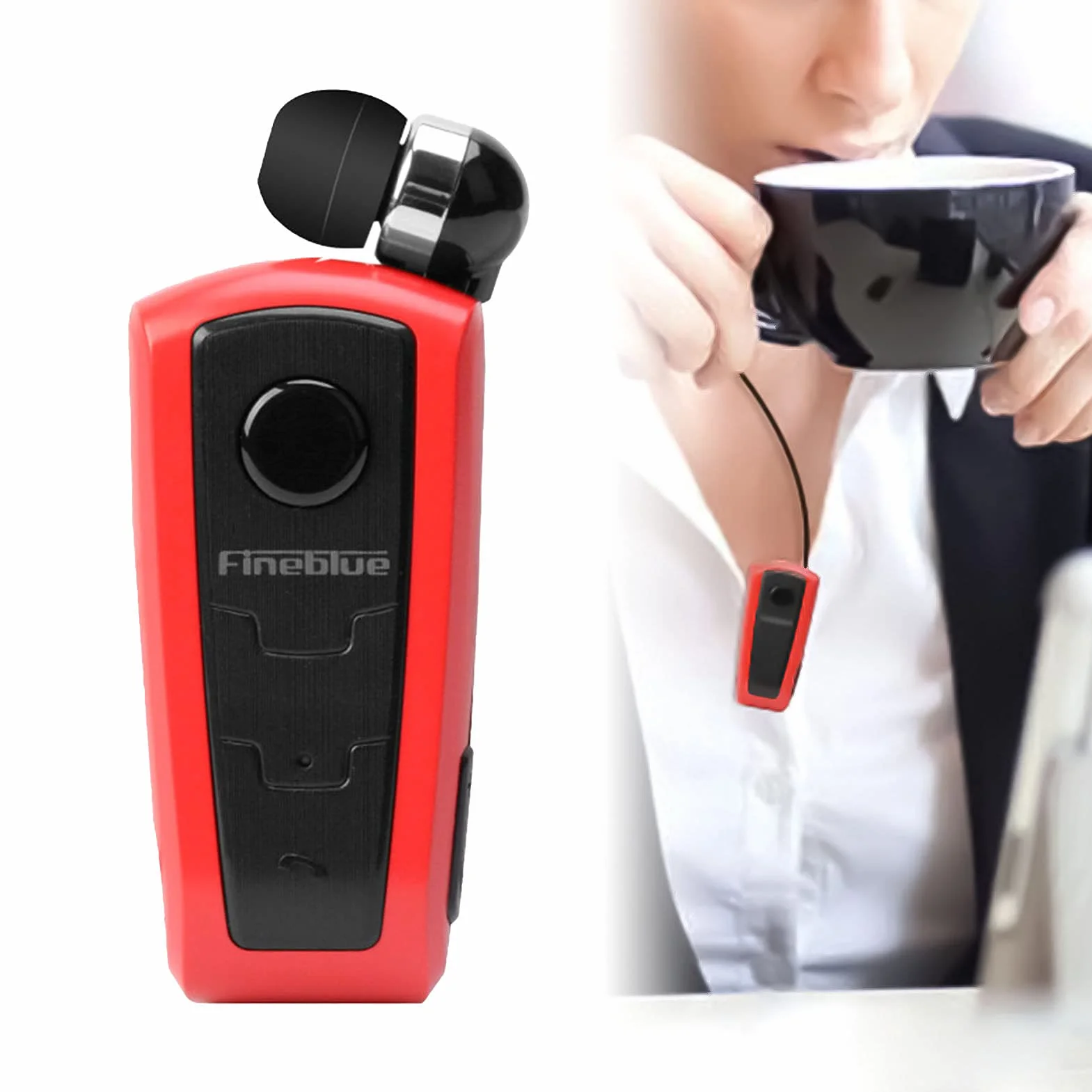 Auleset 1Pc Fineblue F910 Auricolare Mini Vibrazione Promemoria ABS Wireless Bluetooth 4.0 Retrattile Pratico Auricolare Compatibile per la Corsa - Nero