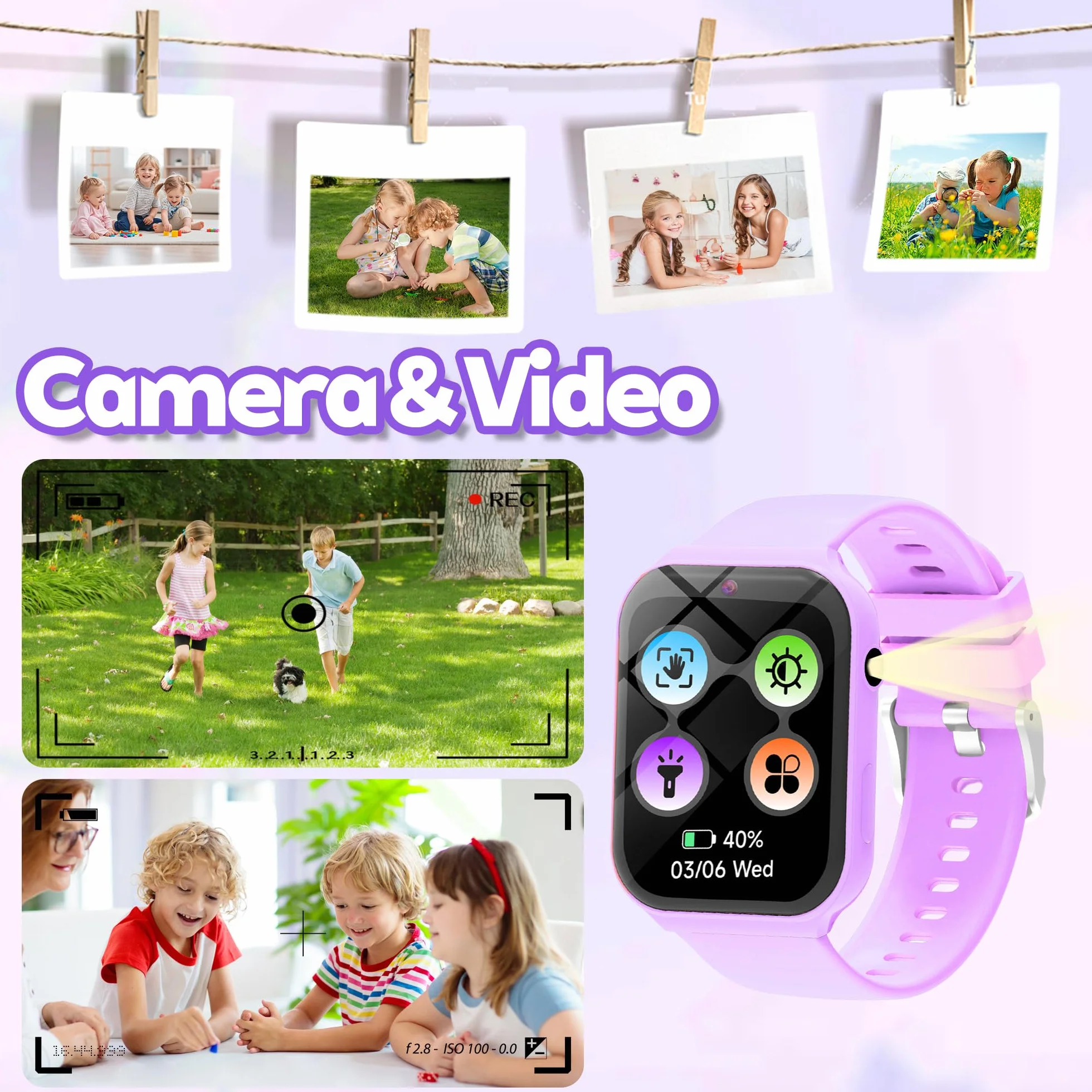 Smartwatch Bambini, 1.83" Orologio Smartwatch Bambini Fitness Tracker con 18 Giochi Fotocamera Contapassi Sveglia Monitor del Sonno Impermeabile Regali di Natale e Compleanno per Ragazza Ragazzo