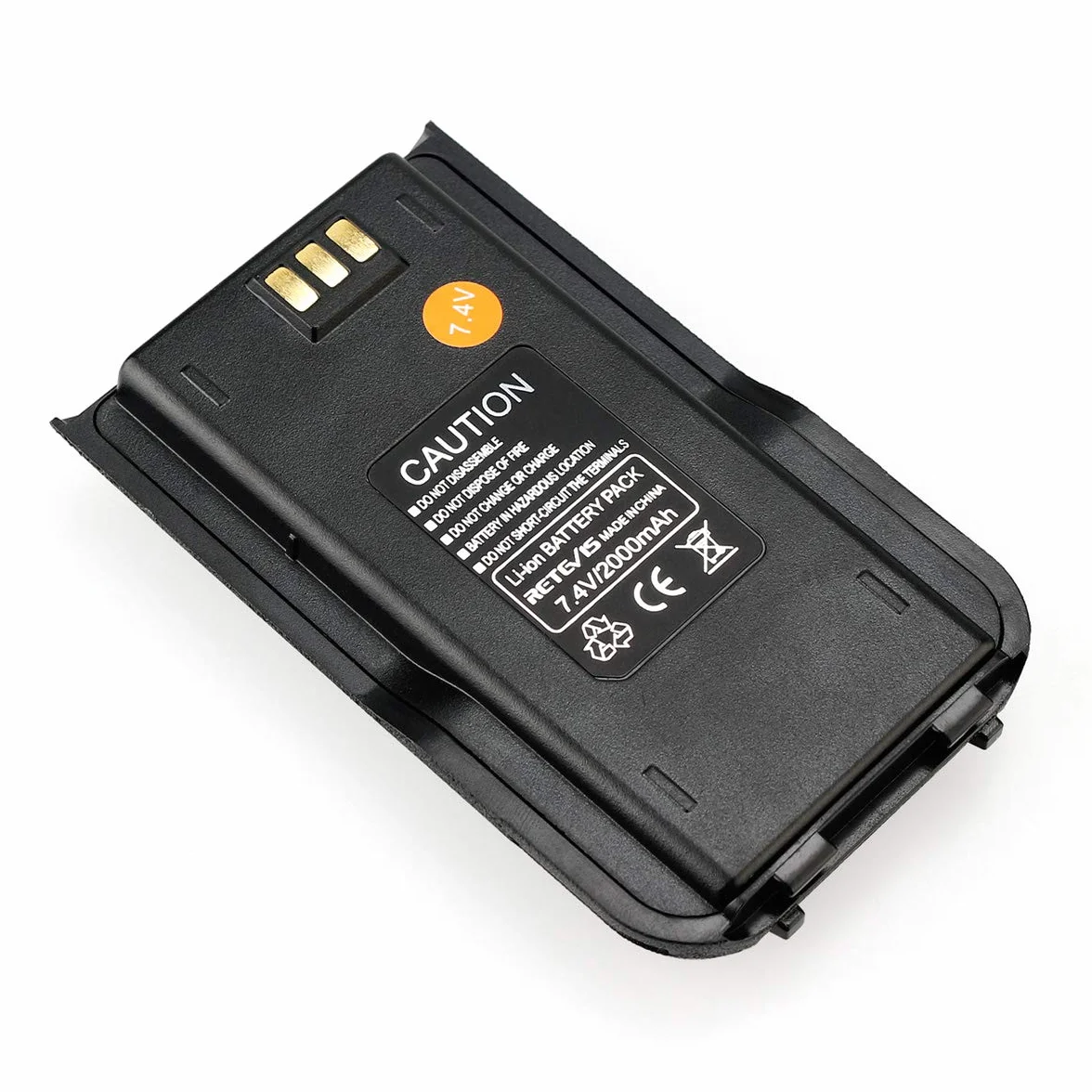 Retevis Batteria agli ioni di litio 2000 mAh 7,4 V per radio RT3 RT3S DMR Walkie Talkie TYT MD-380 (1 pezzo, nero)
