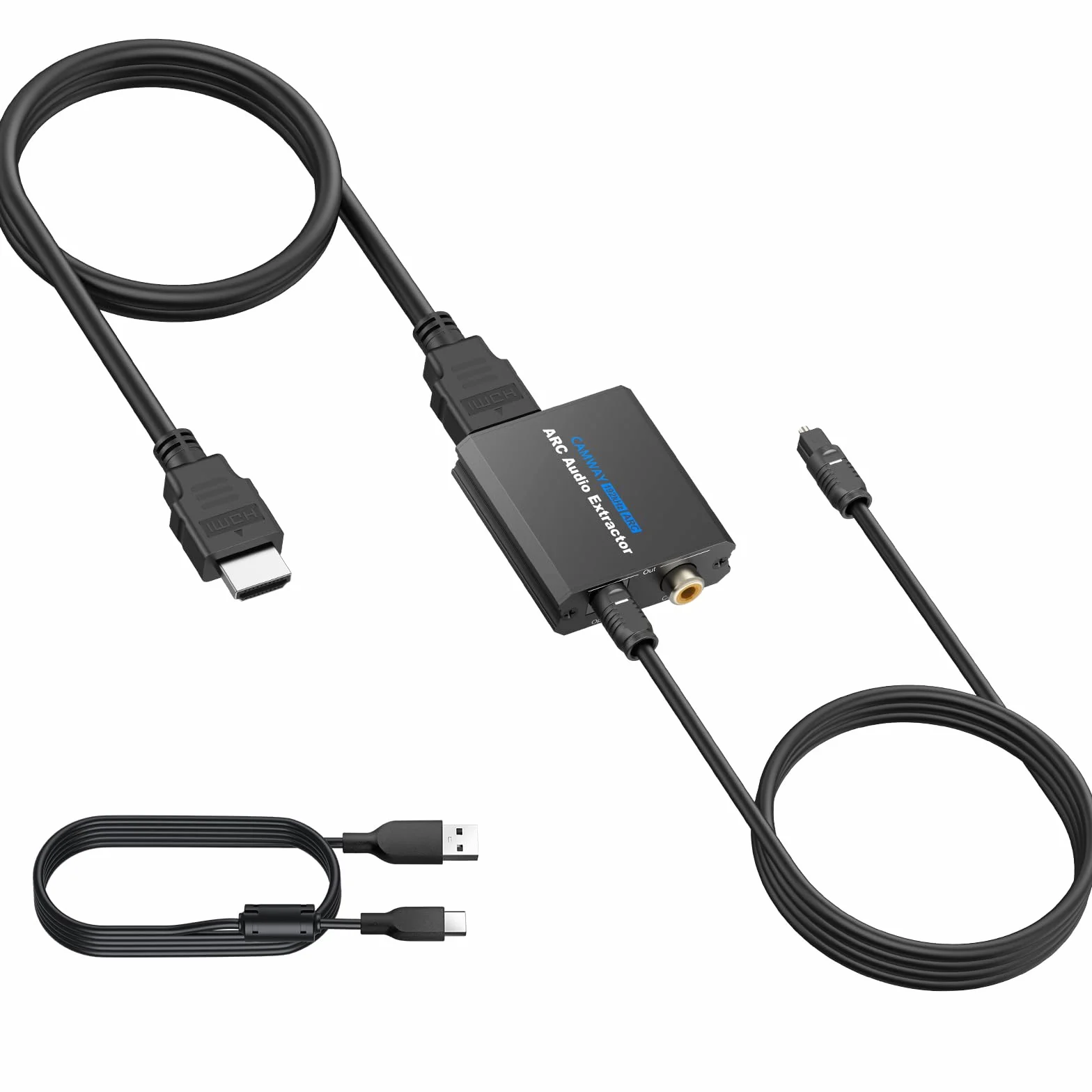 CAMWAY Estrattore Audio HDMI ARC 192KHz Splitter HDMI Ottico Coassiale Convertitore Soundbar Amplificatore AV Alimentato Type-C LPCM Adattatore ARC