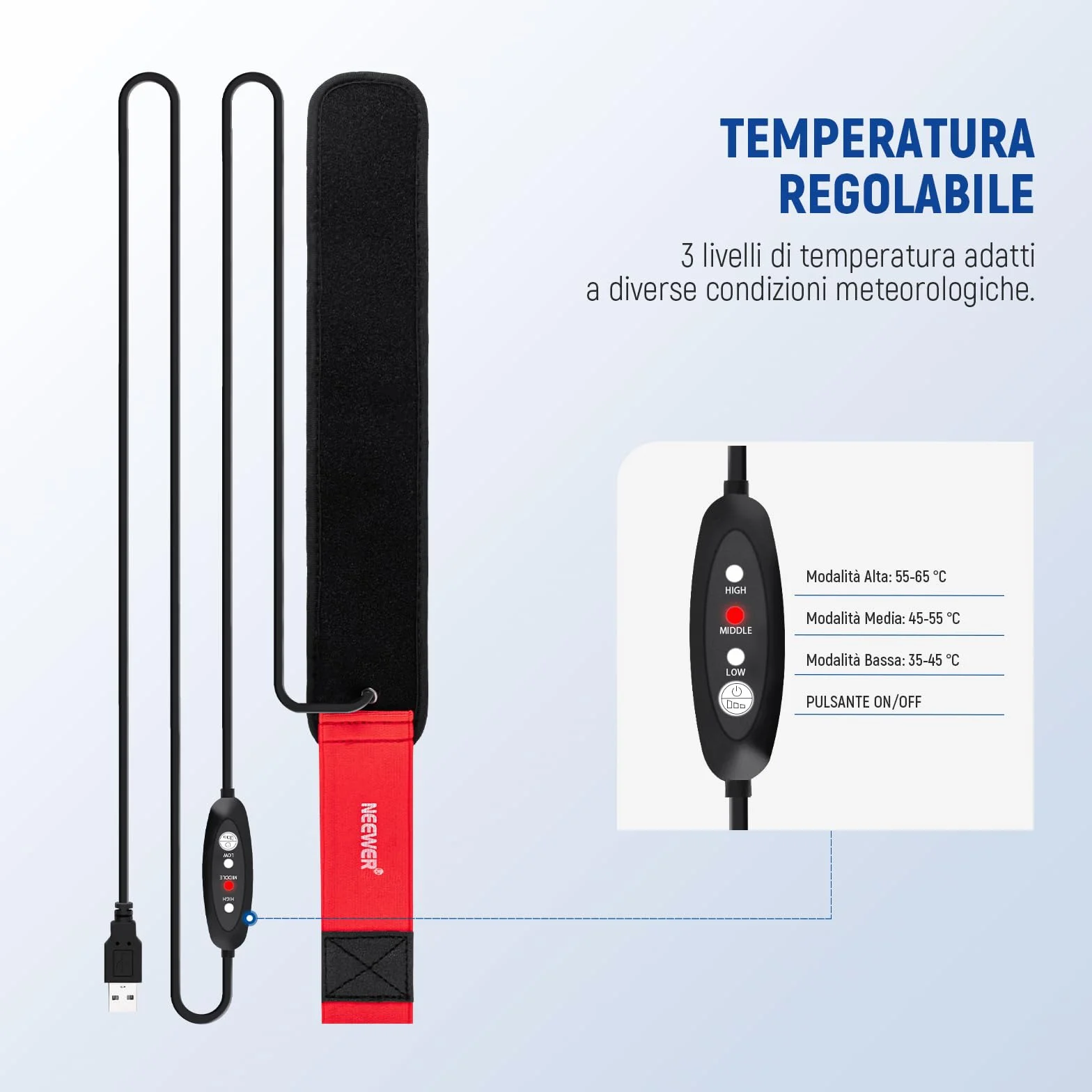 NEEWER Riscaldatore Obiettivo USB da 16"/400mm con 3 Impostazioni Temperatura, Striscia Riscaldante Anticondensa Antinebbia per Fotocamera DSLR Mirrorless Telescopi Binocoli Astrofotografia, HW-17B