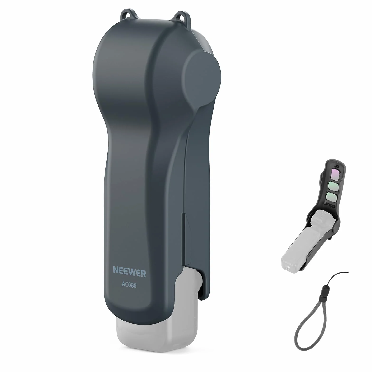 NEEWER Custodia Protettiva Compatibile con Pocket 4/3 & Xtra Muse, Cover da Viaggio con Scomparti per Filtri e Cinturino da Polso Creator Combo Accessori Action Cam, AC088 (Grigio Scuro)