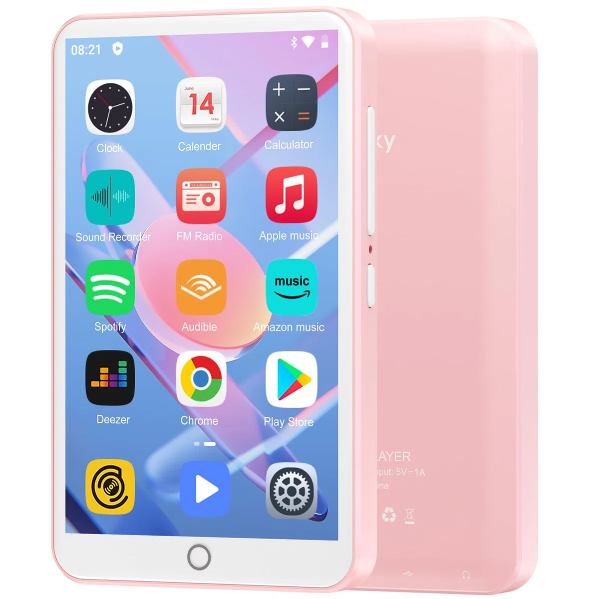 Lettore MP3 con Bluetooth e WiFi, Oilsky 80GB Portable MP3 Music Player con Spotify, Audible, Deezer, 4 pollici 1080P Touchscreen MP4 Player, Android 9.0 (rosa)