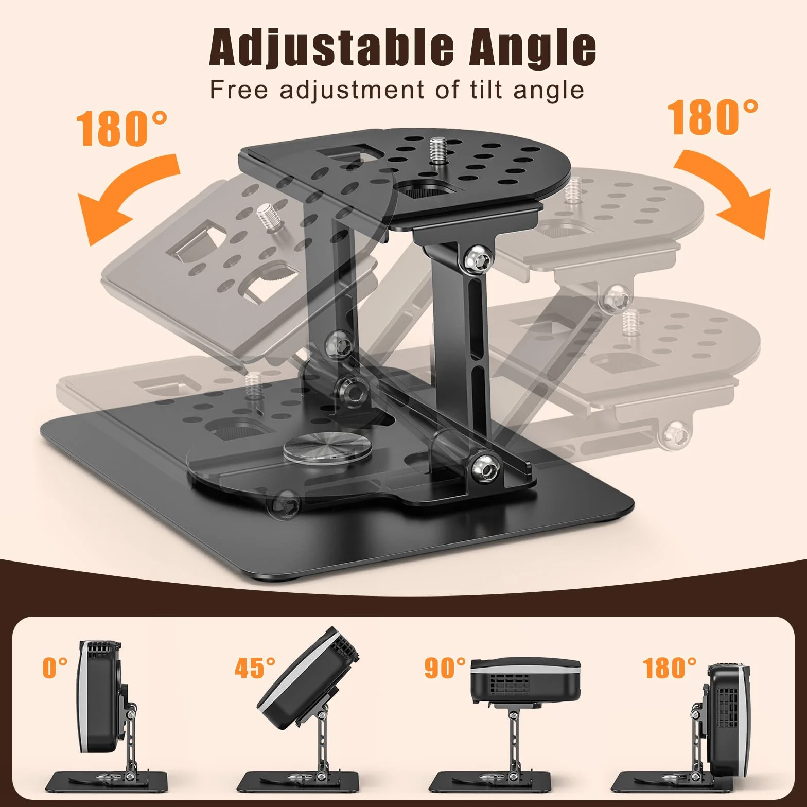 Supporti per Proiettori, Supporto Proiettore da Tavolo con Rotazione a 360°, Porta per Proiettore in Metallo con Vite da 1/4" per Home Cinema, Sala Giochi, Ufficio