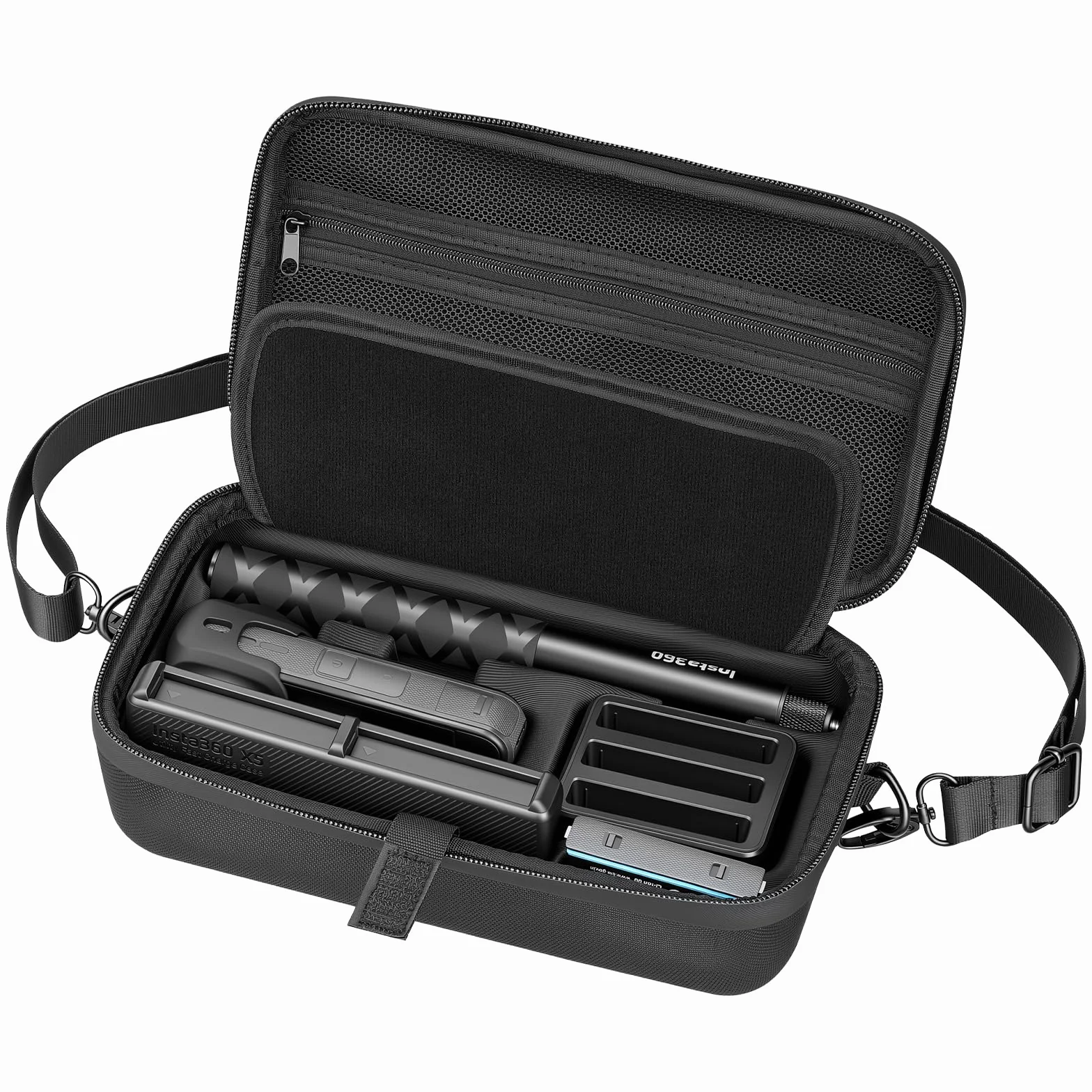 AMAZEAR Custodia da trasporto per accessori Insta360 X5 / X4 Air, Borsa impermeabile, Borsa a tracolla portatile per Insta360 X5 / X4 Air, Compatibile con asta selfie, Totalmente nero, Media