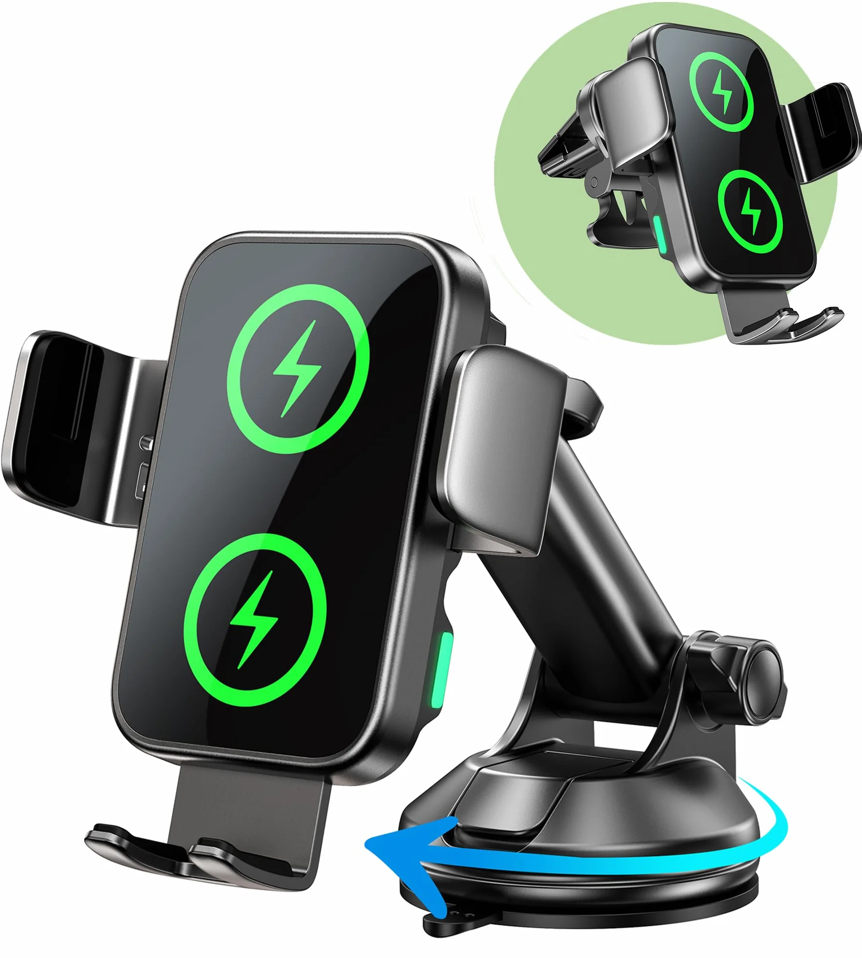 Caricatore Wireless,15W Supporto per Telefono Auto con Ricarica Wireless,Caricabatterie Da Senza Fili,Doppia Bobina,Supporto Di Ricarica Per Auto Per Samsung Galaxy,i-Phone Series (X6)