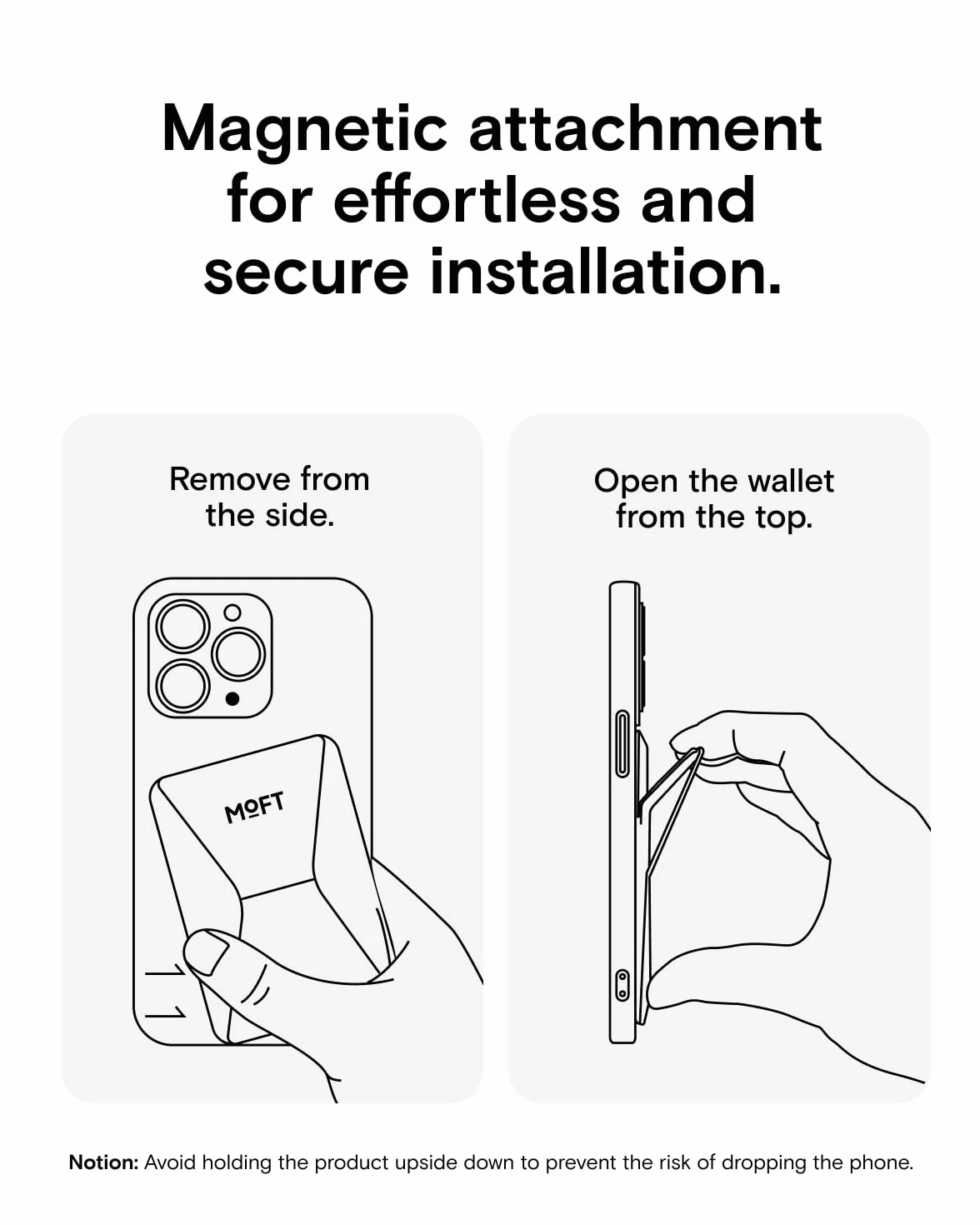 MOFT MagSafe Portafoglio Supporto per iPhone Serie 16/15/14/13 Compatibile con MagSafe, MOVAS Pelle Vegana Supporto Magnetico per Telefono con 3 Angoli di Visione, 2 Porta Carte (Nero Jet)