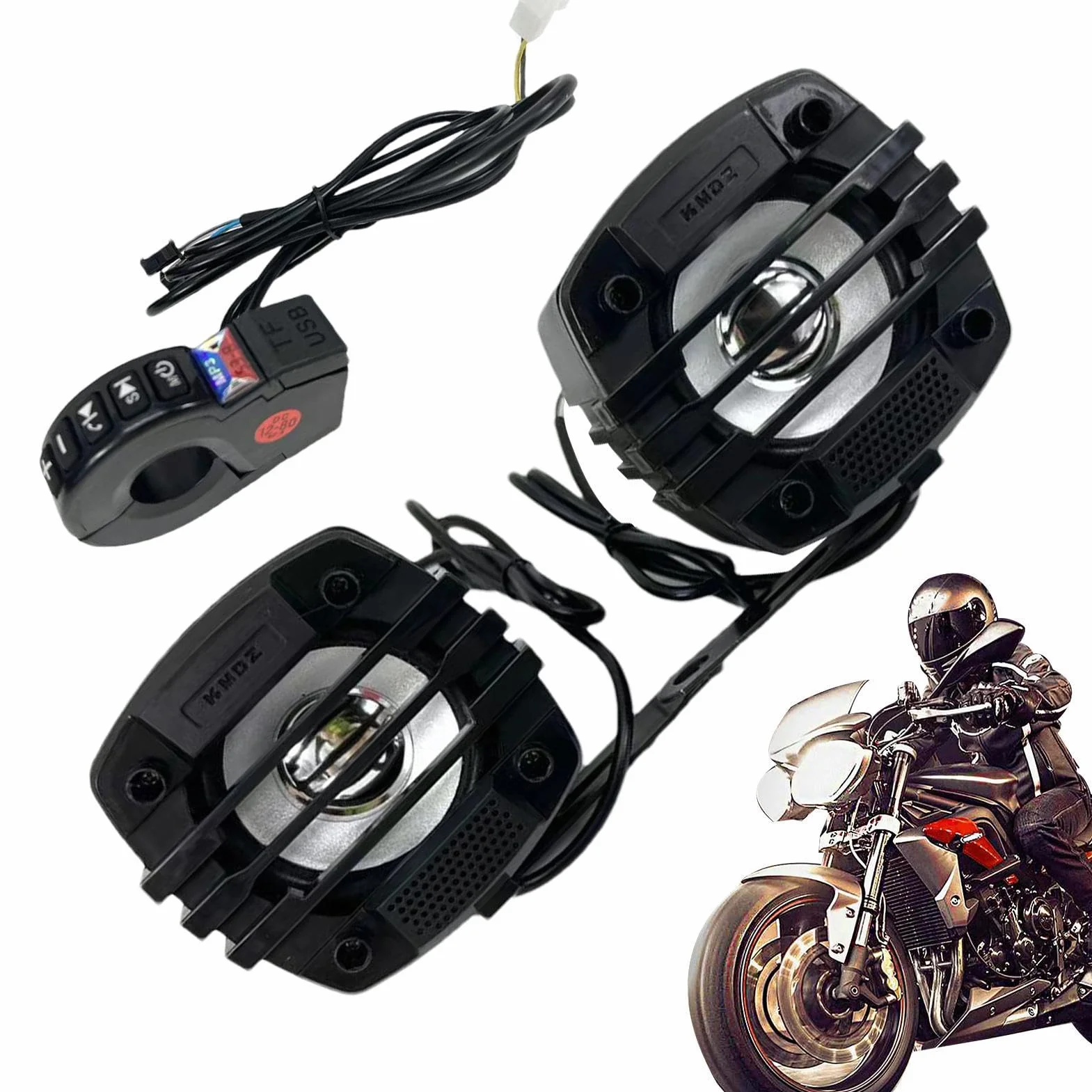 stereo per moto, altoparlanti da manubrio con suoni Hi-Fi, amplificatore audio nero con struttura resistente alle intemperie, kit audio per donne e uomini, accessorio di intrattenimento per