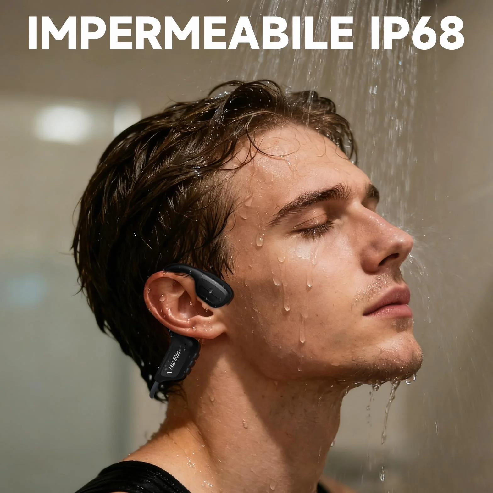 MANKIW Cuffie Conduzione Ossea, IP68 Cuffie Open Ear Bluetooth 6.0, Auricolari Conduzione Ossea per Fitness, Corsa, Auto, Escursionismo