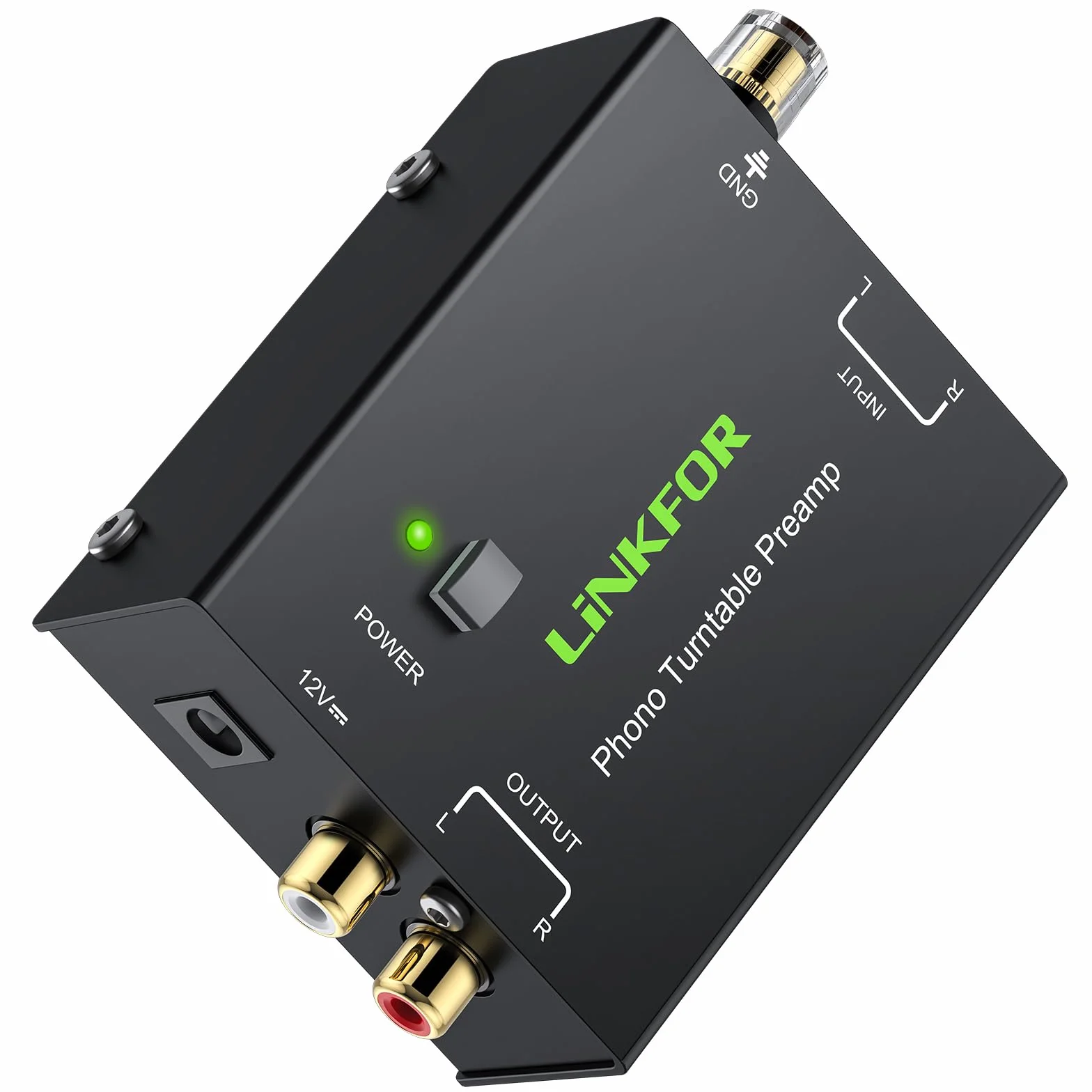 LiNKFOR PP900 Preamplificatore Fono Giradischi RCA Ingresso Uscita 12V 1A Mini Audio Stereo Metallo Basso Rumore
