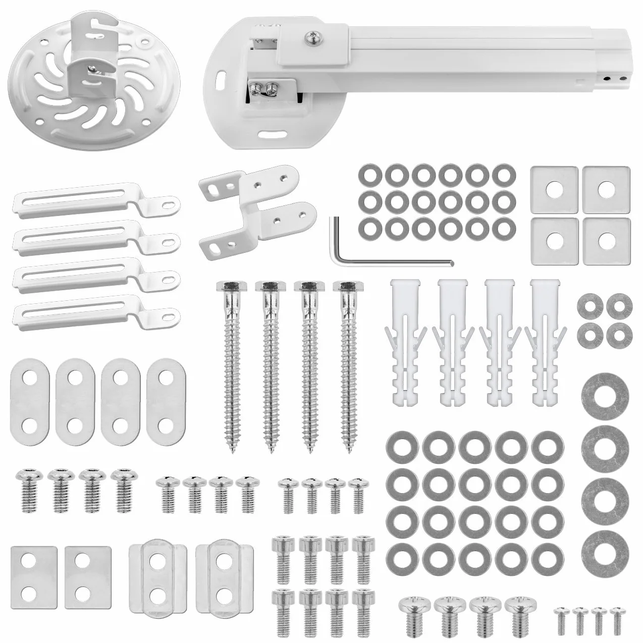 deleyCON Supporto Universale per Proiettore Montaggio a Soffitto +-15° Inclinabile - Ruotabile di 360° - Fino a 13,5 Kg - Altezza Regolabile 380 mm - 580 mm - Gestione dei Cavi - Bianco