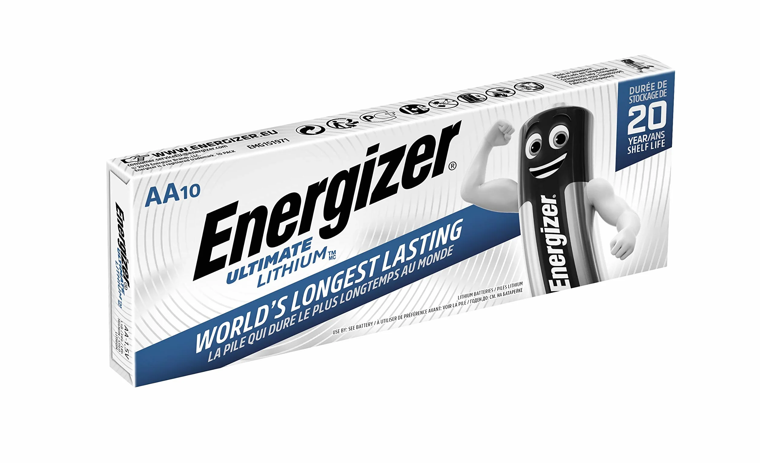 Energizer 634352 Set di 10 Batterie AA Ultimate LITHIUM, litio, LR06, 1.5 V