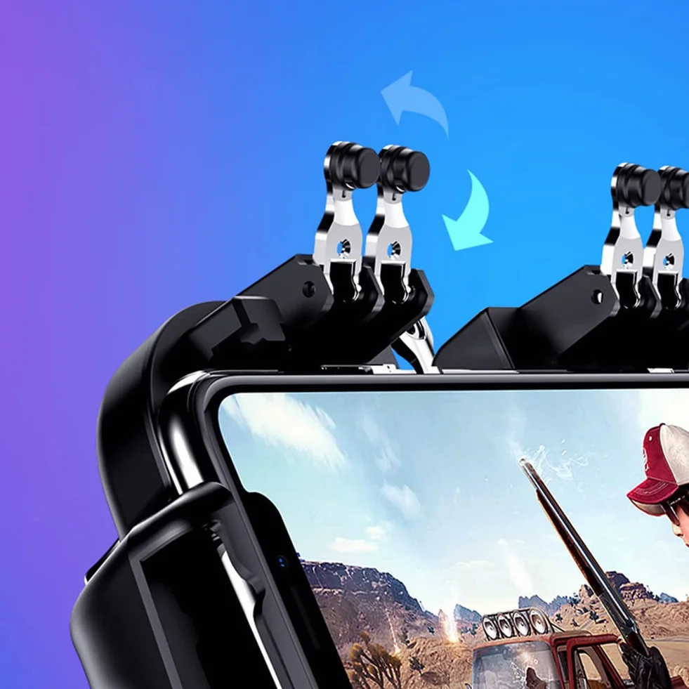 Mobile Controller con Fan Ventola Raffreddamento, Joystick Smartphone Trigger 6 Finger Gamepad L1 R1 L2 R2 per PUBG COD Compatibile con Telefono Cellulare iPhone iOS Android