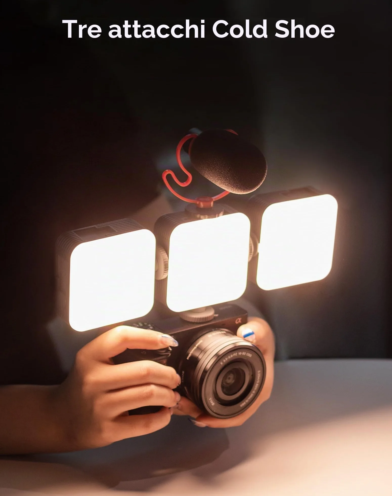 SMALLRIG Luce Video RGB, 96 LED per Fotocamera, Portatile, Illuminazione Fotografica con 3 Cold Shoe, 2200 mAh, Ricaricabile CRI 95+ 2700-6500 K, Pannello Dimmerabile - 3286B