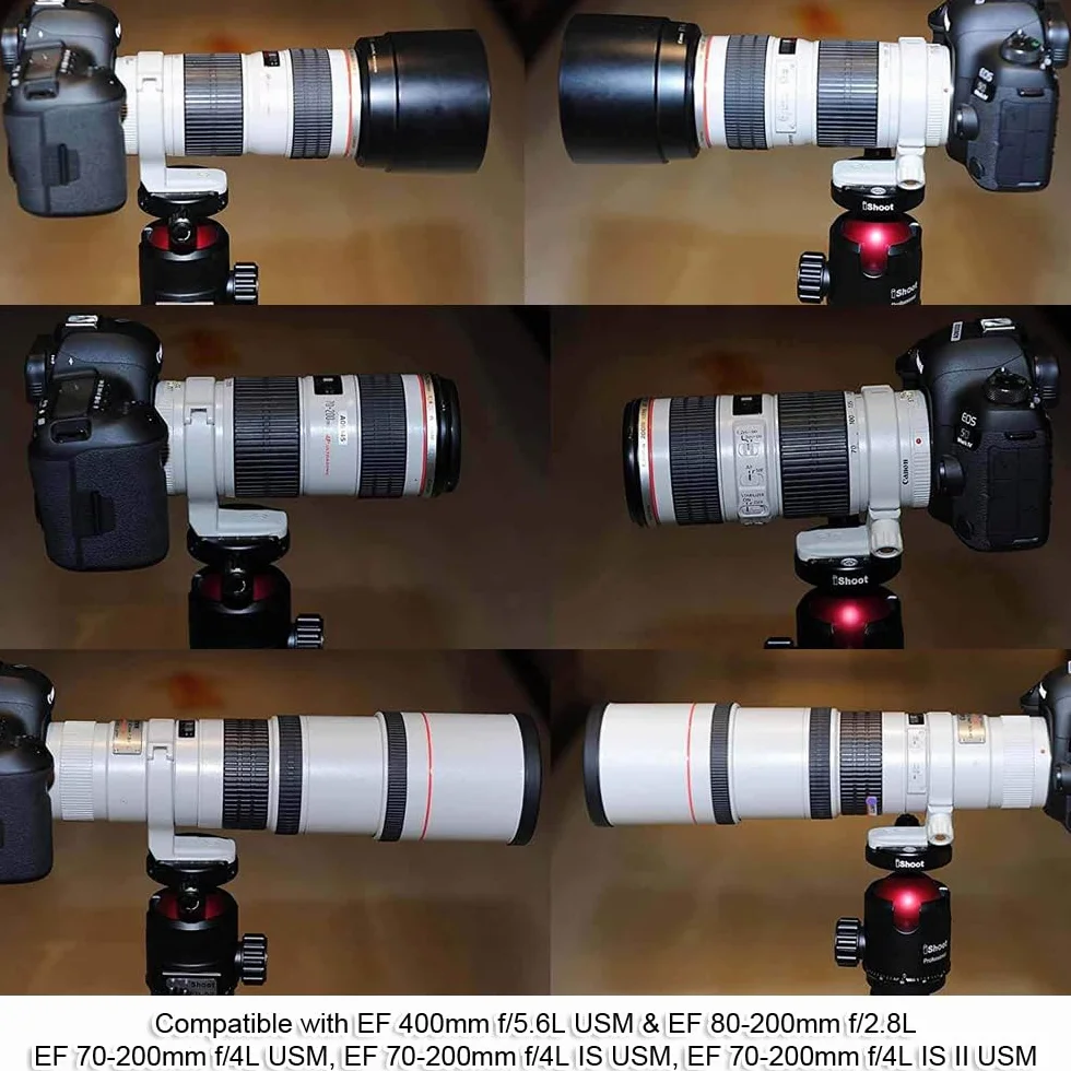 iShoot Anello di montaggio per treppiede Collare obiettivo compatibile con Canon EF 80–200mm f/2.8l, EF 70–200mm f/4L (IS) USM, EF 400mm f/5.6 l USM, Staffa Supporto Arca Fit Piastra Sgancio Rapido