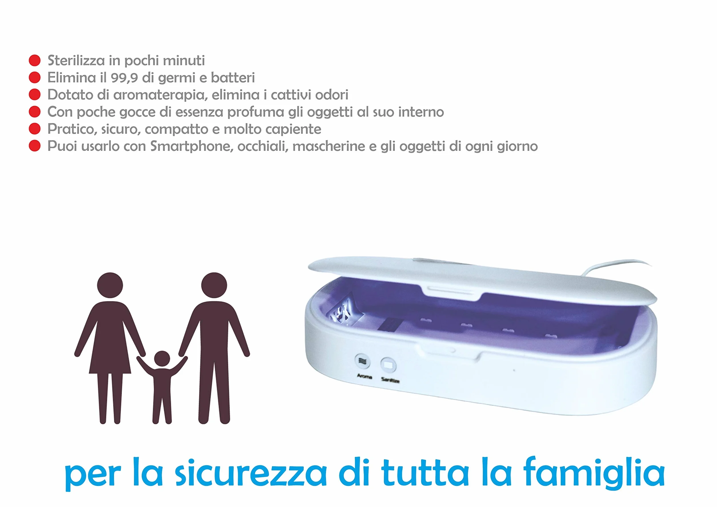 Phone Sterilizzatore Portatile Multiuso Dotato Anche di aromaterapia