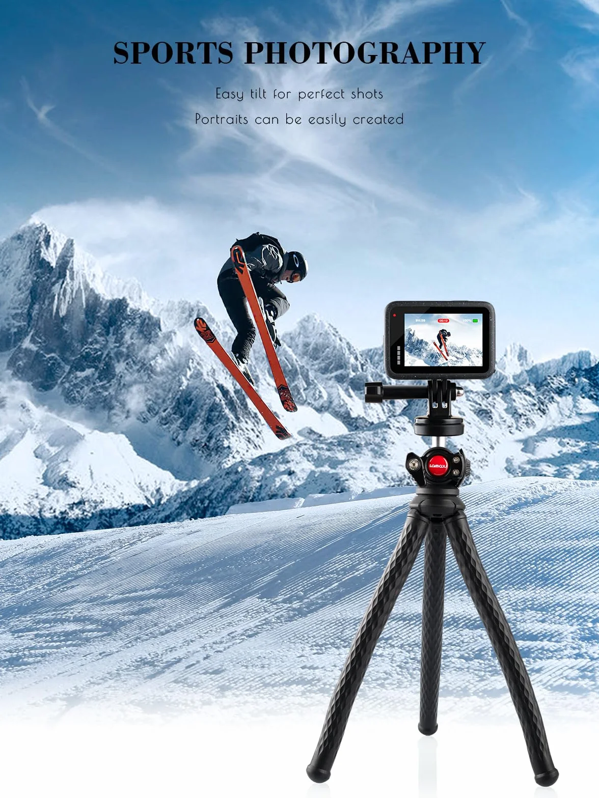 Lammcou Treppiede Actiocam, Flessibile Octopus Gorrila Pod e Staffa Compatibile con Hero Hero 13 12 11 10 9 X3 Go3 Bendy Tripod Accessorio per Video Vlogging